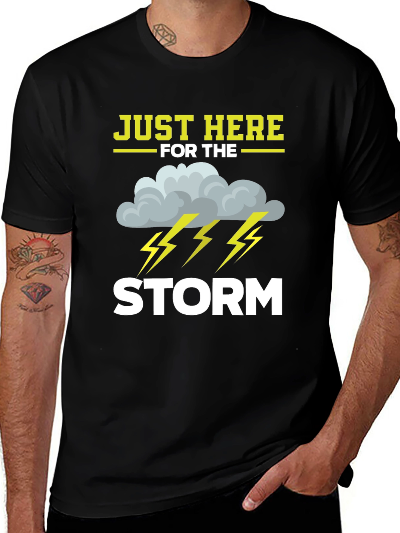 Variant 25 of Just Here for the Storm T-Shirt - Weather Humor Tee