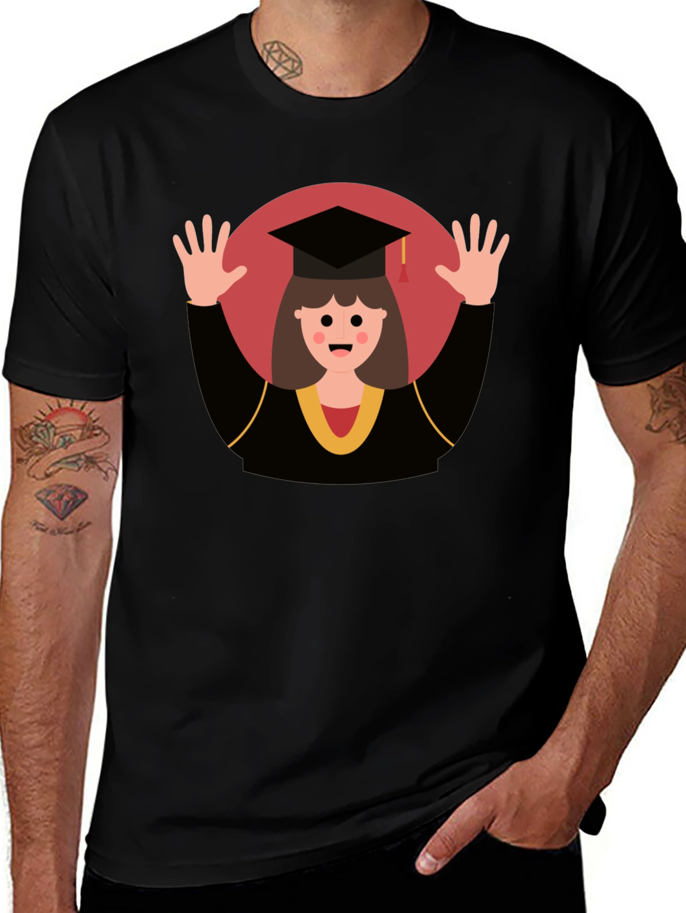Variant 15 of Graduation Girl Graphic Black T-Shirt