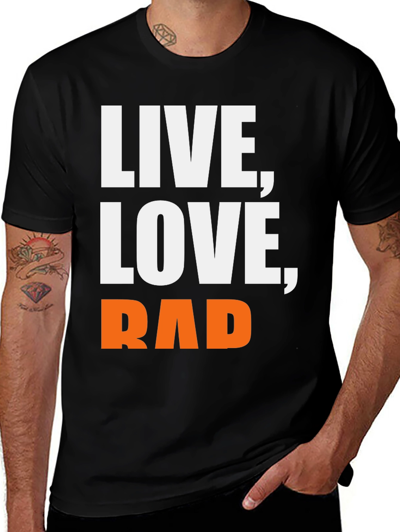 Variant 14 of Live, Love, Rad Graphic Tee - Black