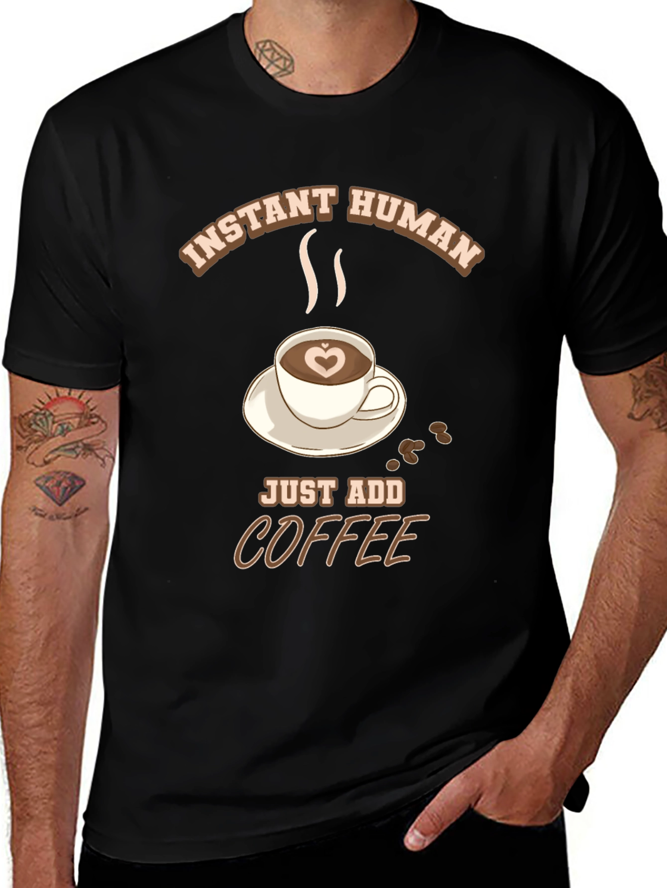 Variant 17 of Instant Human Just Add Coffee T-Shirt
