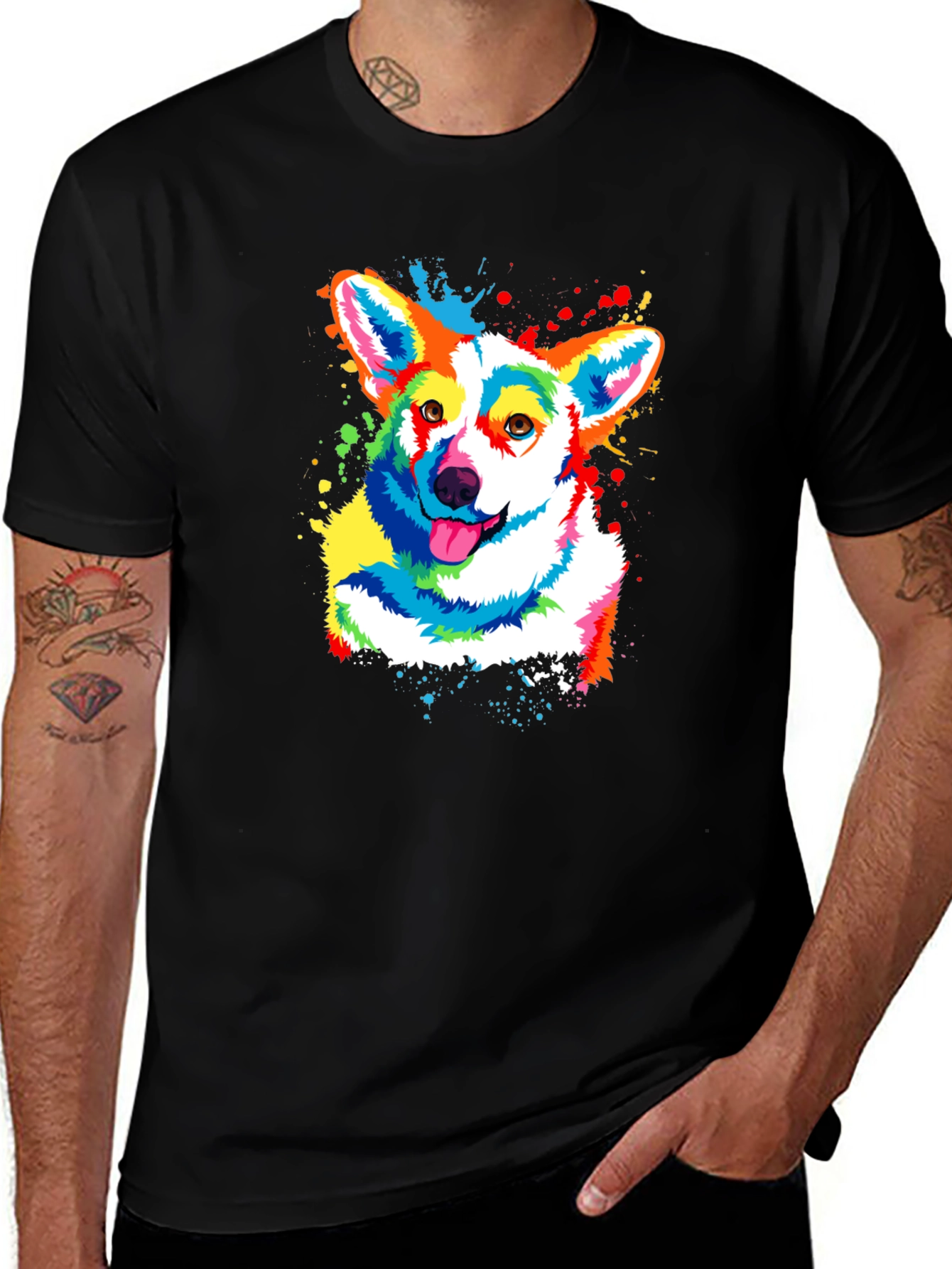 Variant 6 of Colorful Corgi Dog T-Shirt