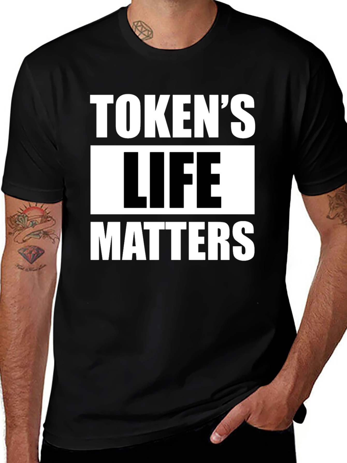 Variant 3 of Token's Life Matters Graphic Tee - Soft Black T-Shirt