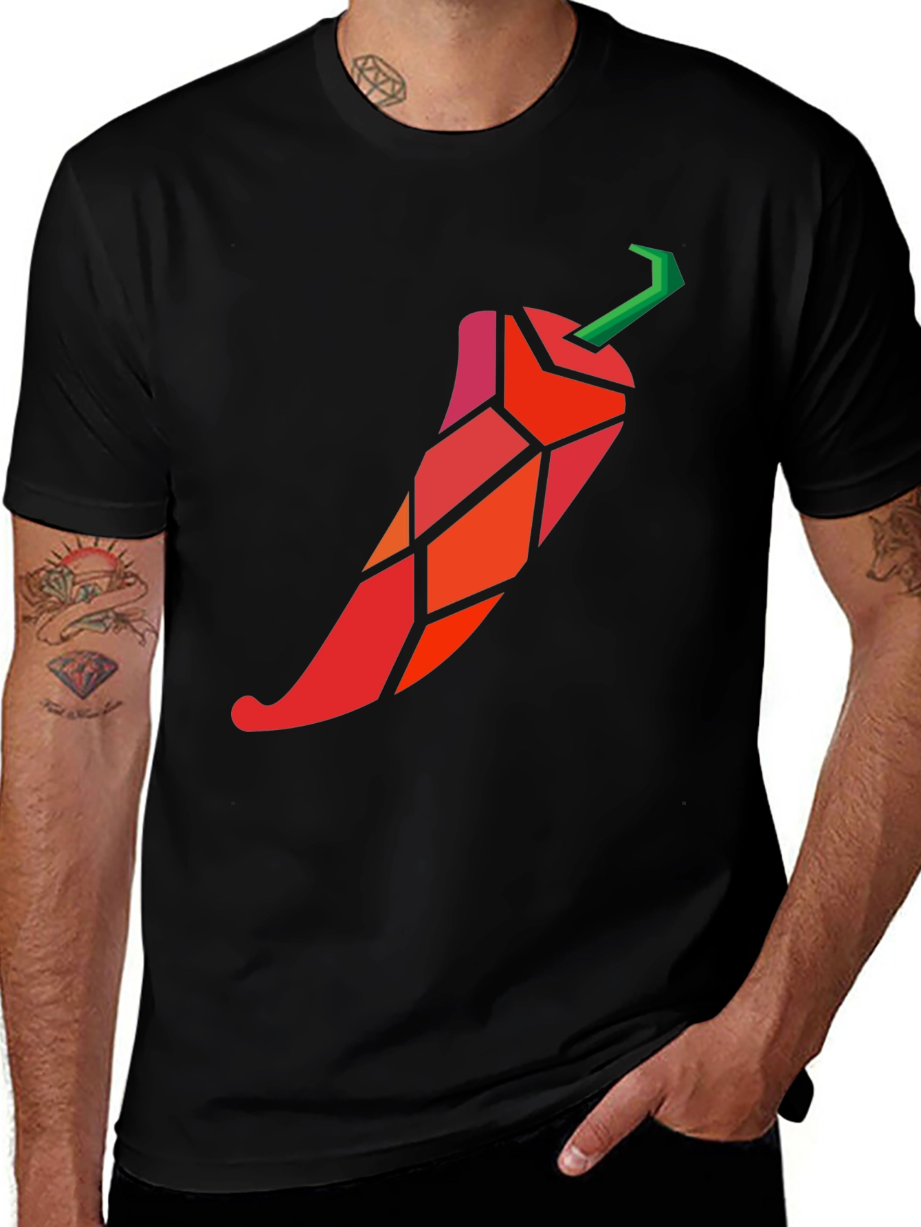 Variant 24 of Geometric Chili Pepper Graphic T-Shirt