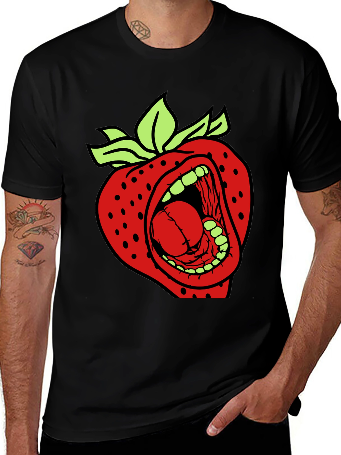 Variant 13 of Strawberry Scream T-Shirt - Black