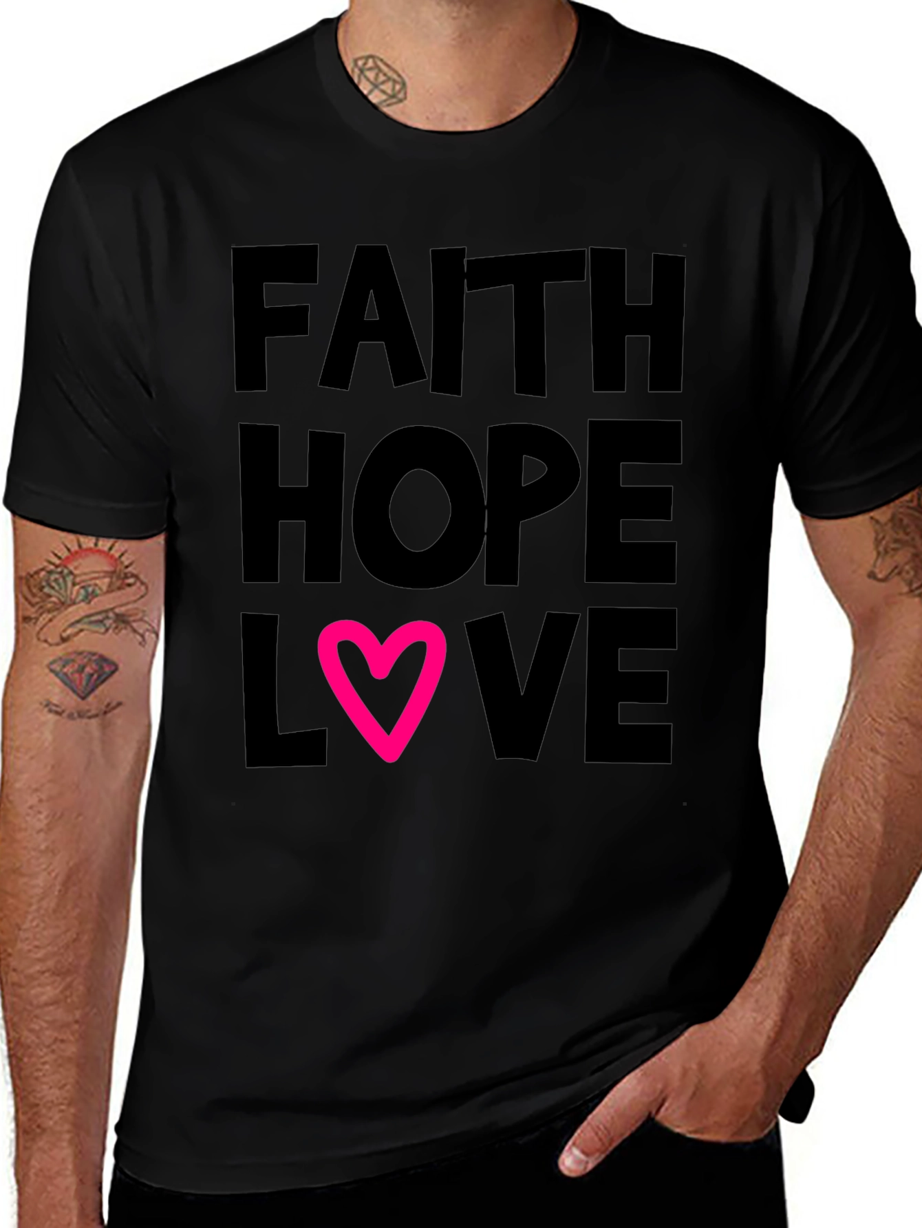 Variant 6 of Faith Hope Love Graphic Tee - Black