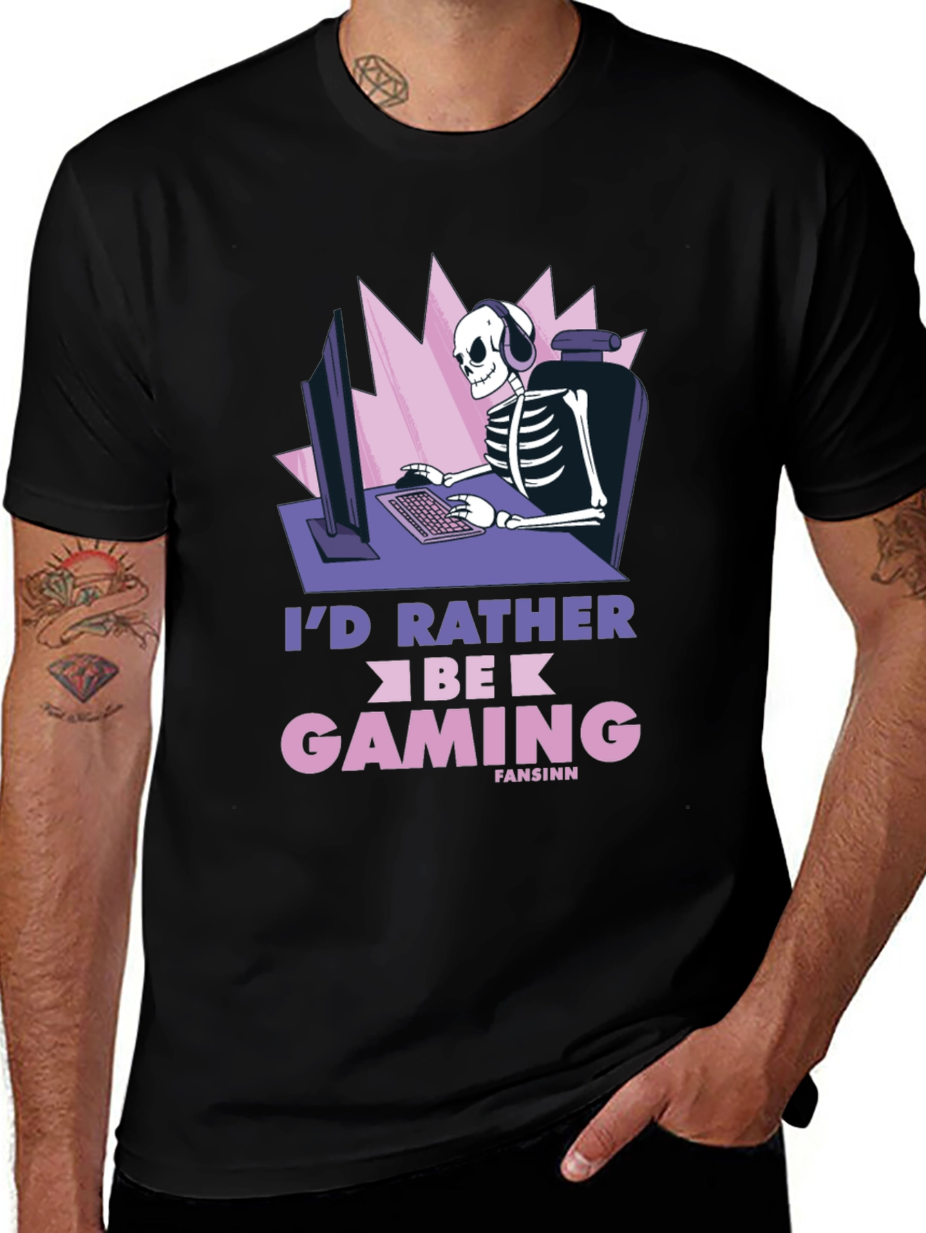 Gamer Skeleton Graphic Tee - I'd Rather Be Gaming