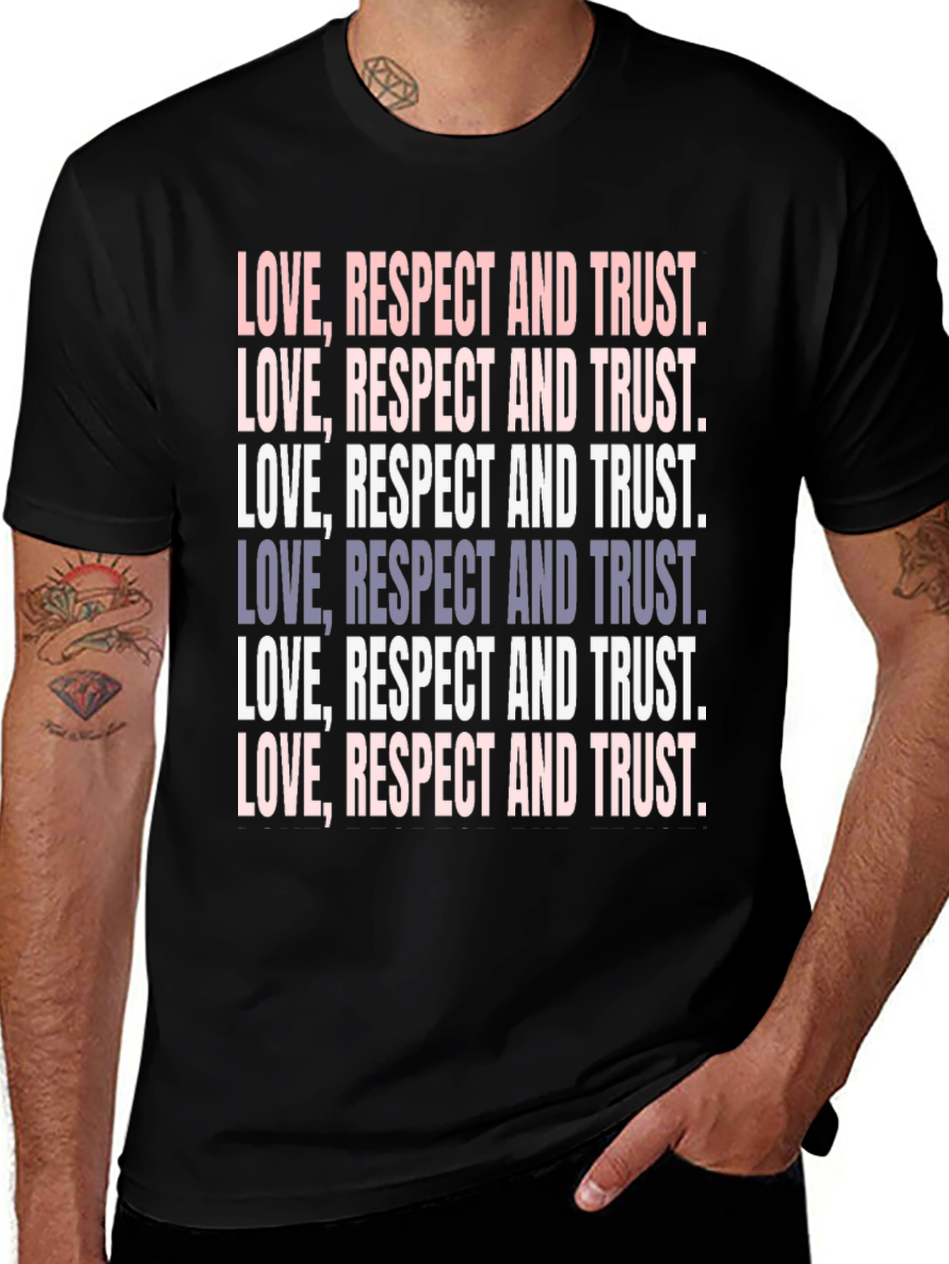 Variant 2 of Love Respect Trust Graphic Tee - Unisex Black T-Shirt