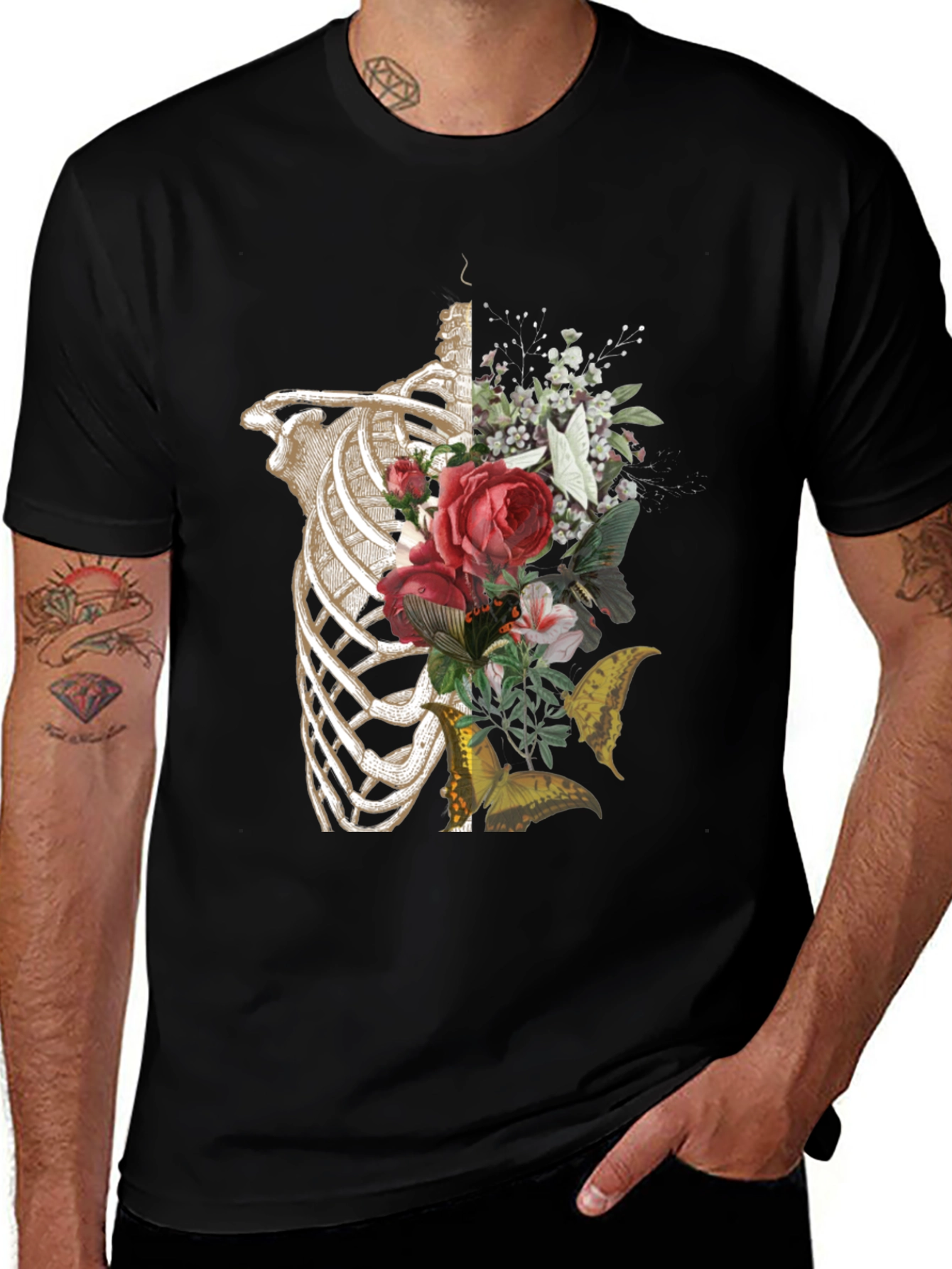 Variant 23 of Floral Rib Cage Graphic Tee