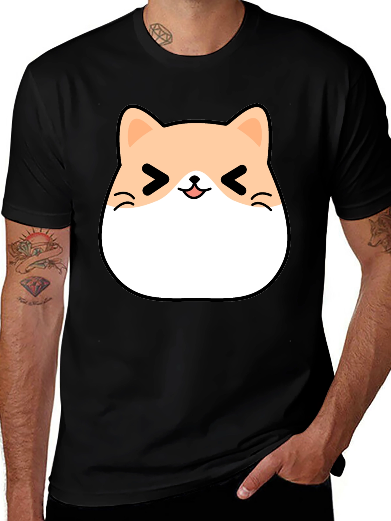 Variant 13 of Kawaii Cat Graphic Tee - Unisex Black T-Shirt
