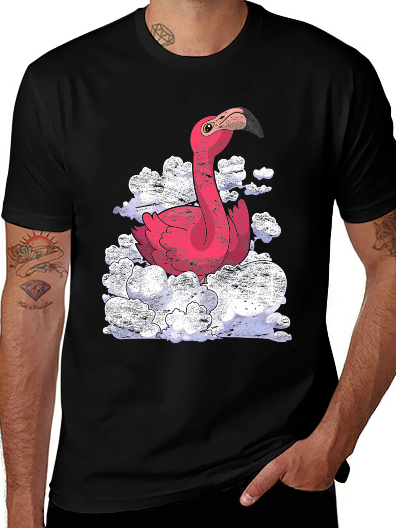 Variant 2 of Flamingo Cloud Graphic Tee - Quirky Comfort
