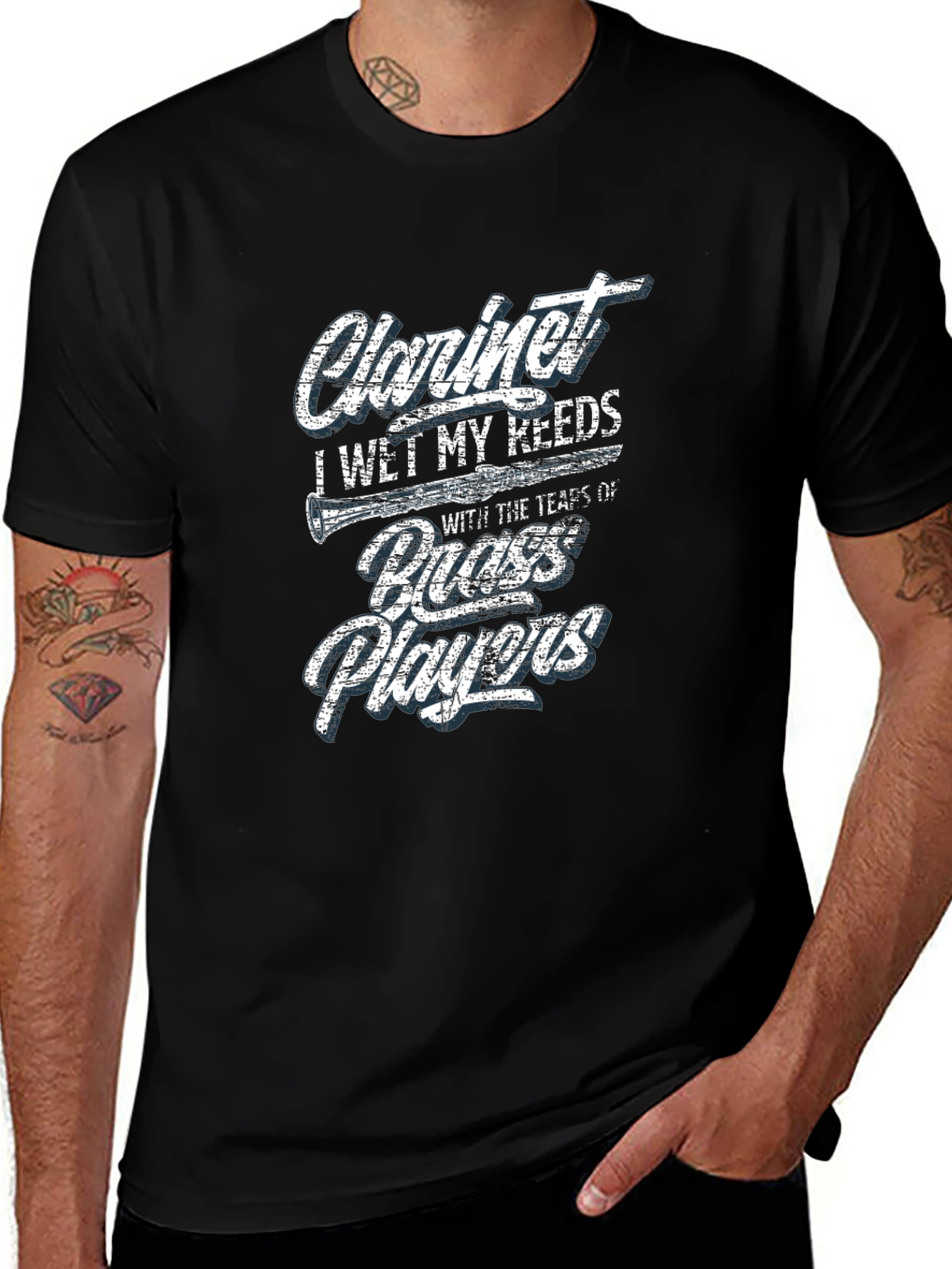 Variant 6 of Clarinet Player Humor T-Shirt - I Wet My Reeds