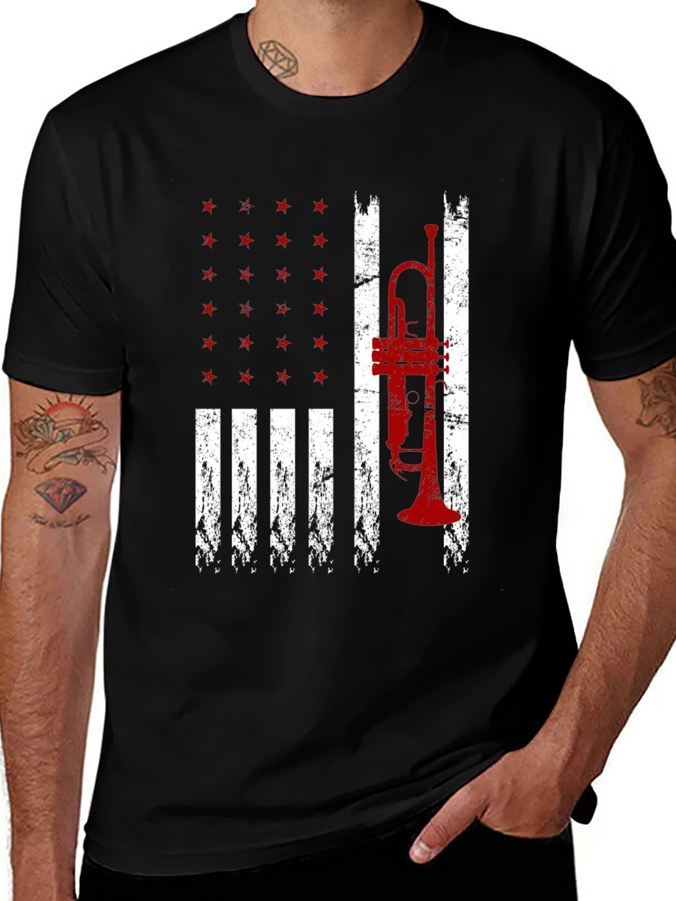 Variant 8 of American Trumpet Flag Graphic T-Shirt