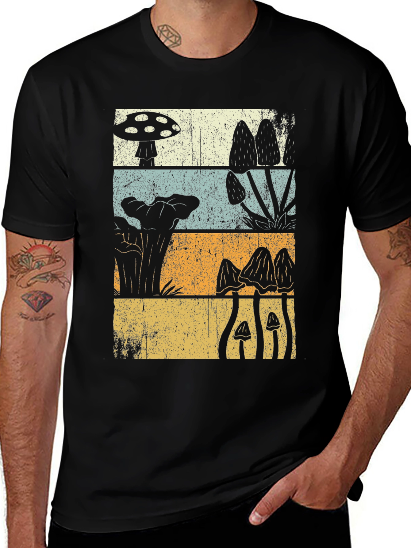 Variant 23 of Retro Mushroom T-Shirt - Vintage Botanical Style
