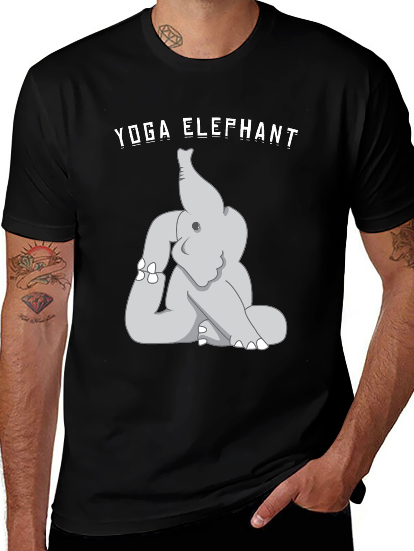 Variant 26 of Yoga Elephant Black T-Shirt