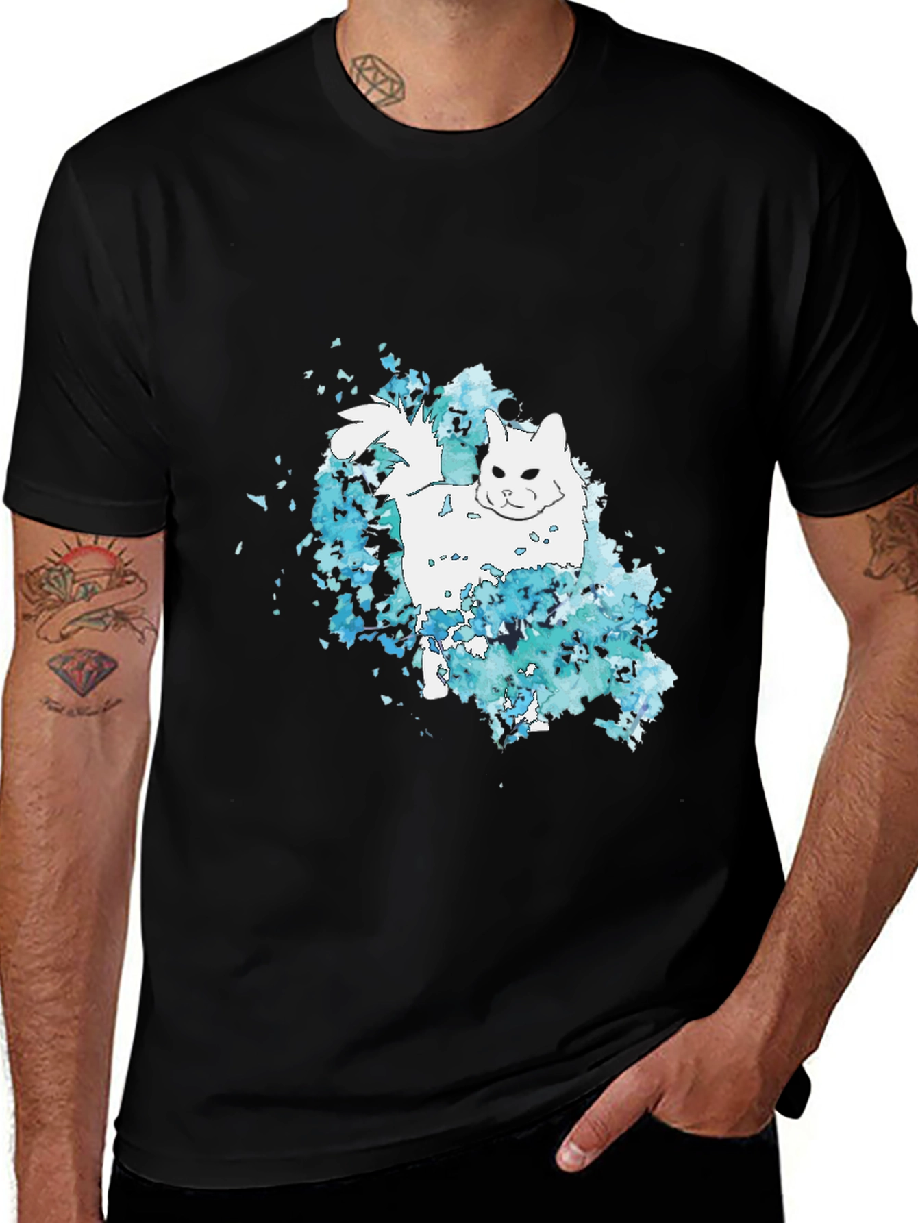 Variant 30 of Cat Watercolor Black T-Shirt