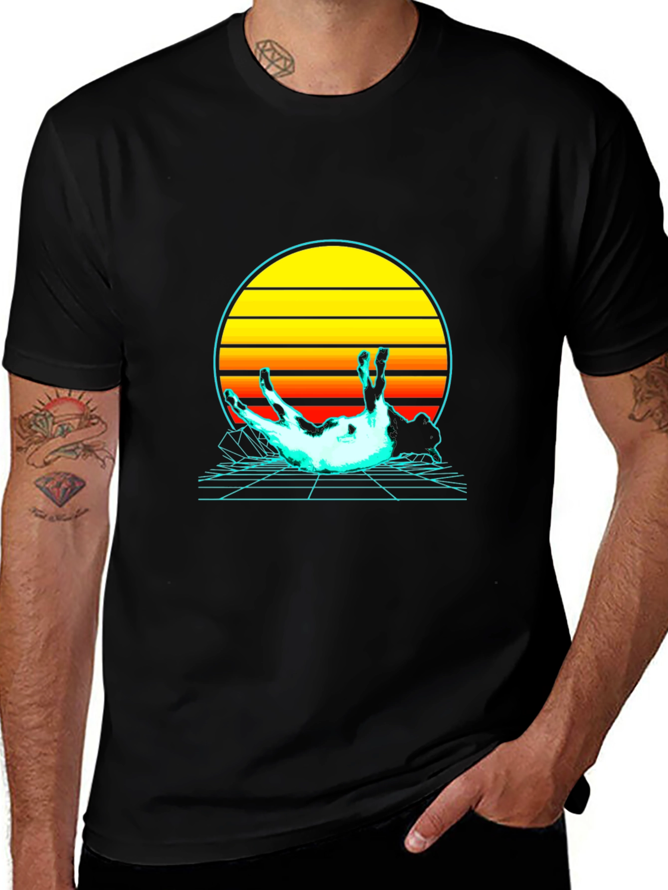 Variant 13 of Retro Sunset Dog T-Shirt - 80s Style Graphic Tee
