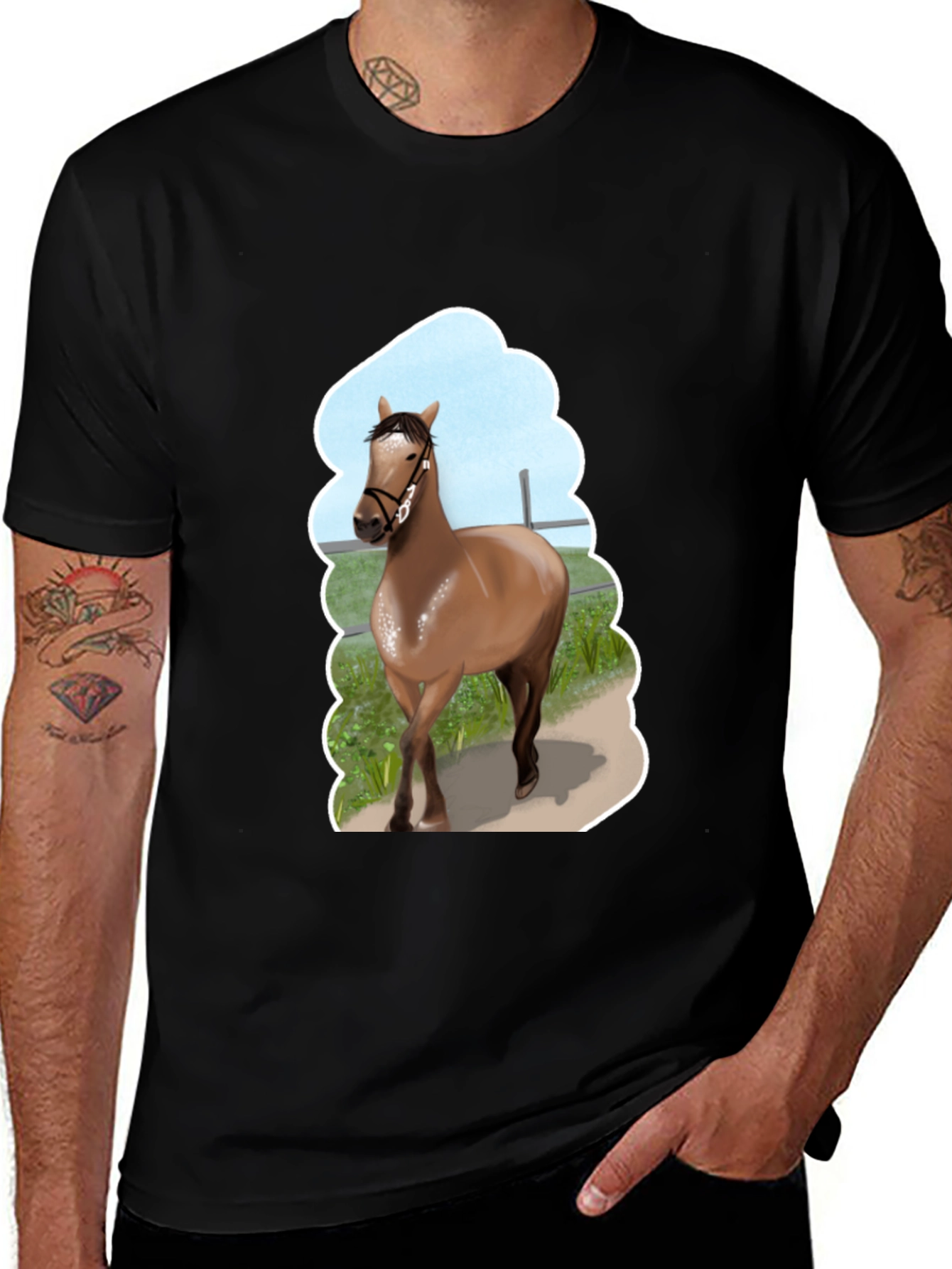 Black Horse Graphic Tee - Stylish Unisex Design main image