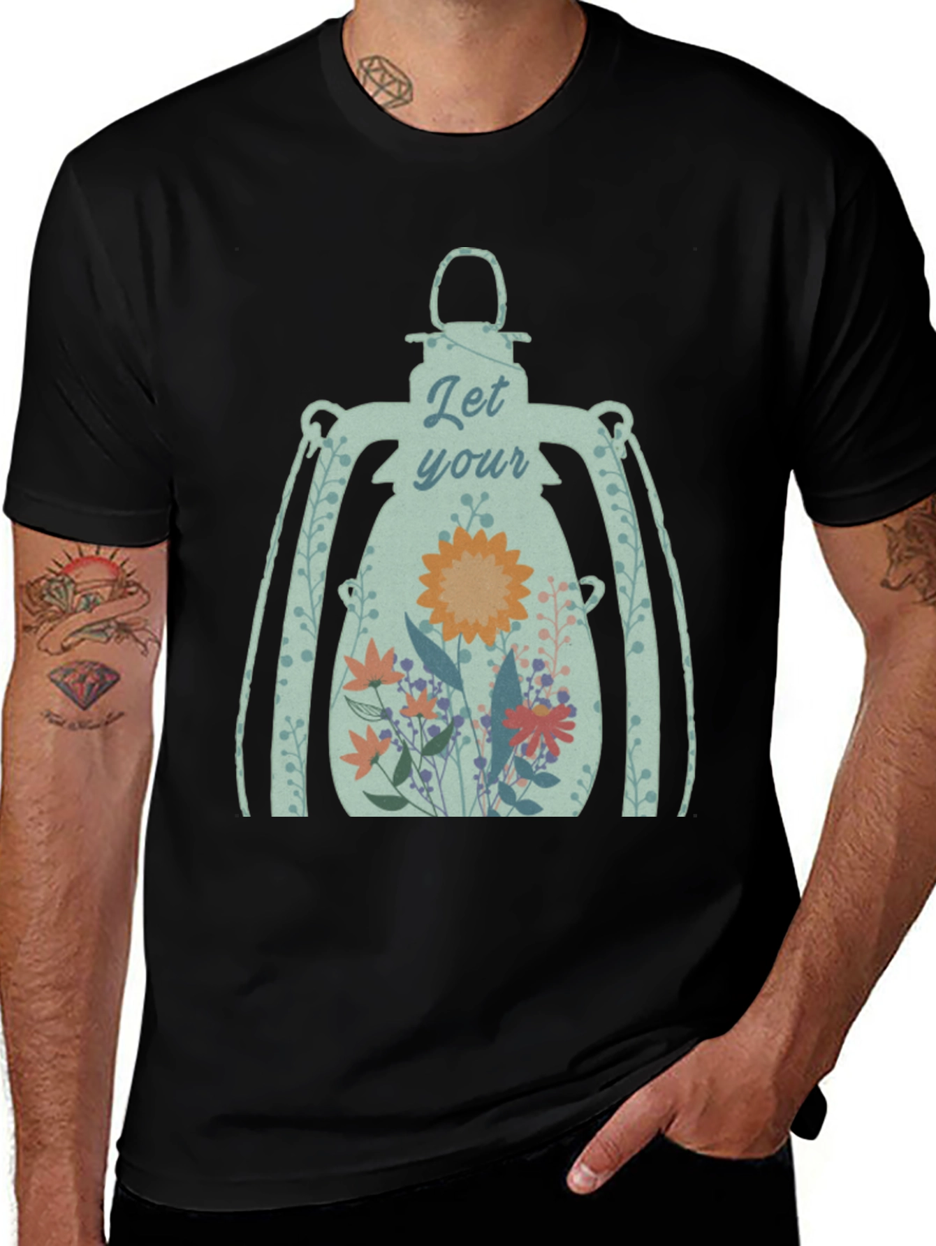 Variant 30 of Floral Lantern Graphic Tee - "Let Your Light Shine"