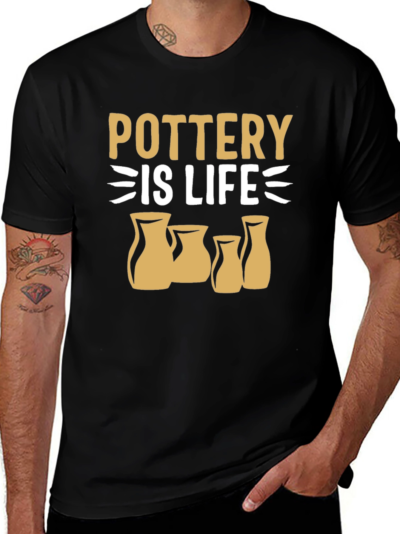 Pottery Is Life Graphic T-Shirt - Black
