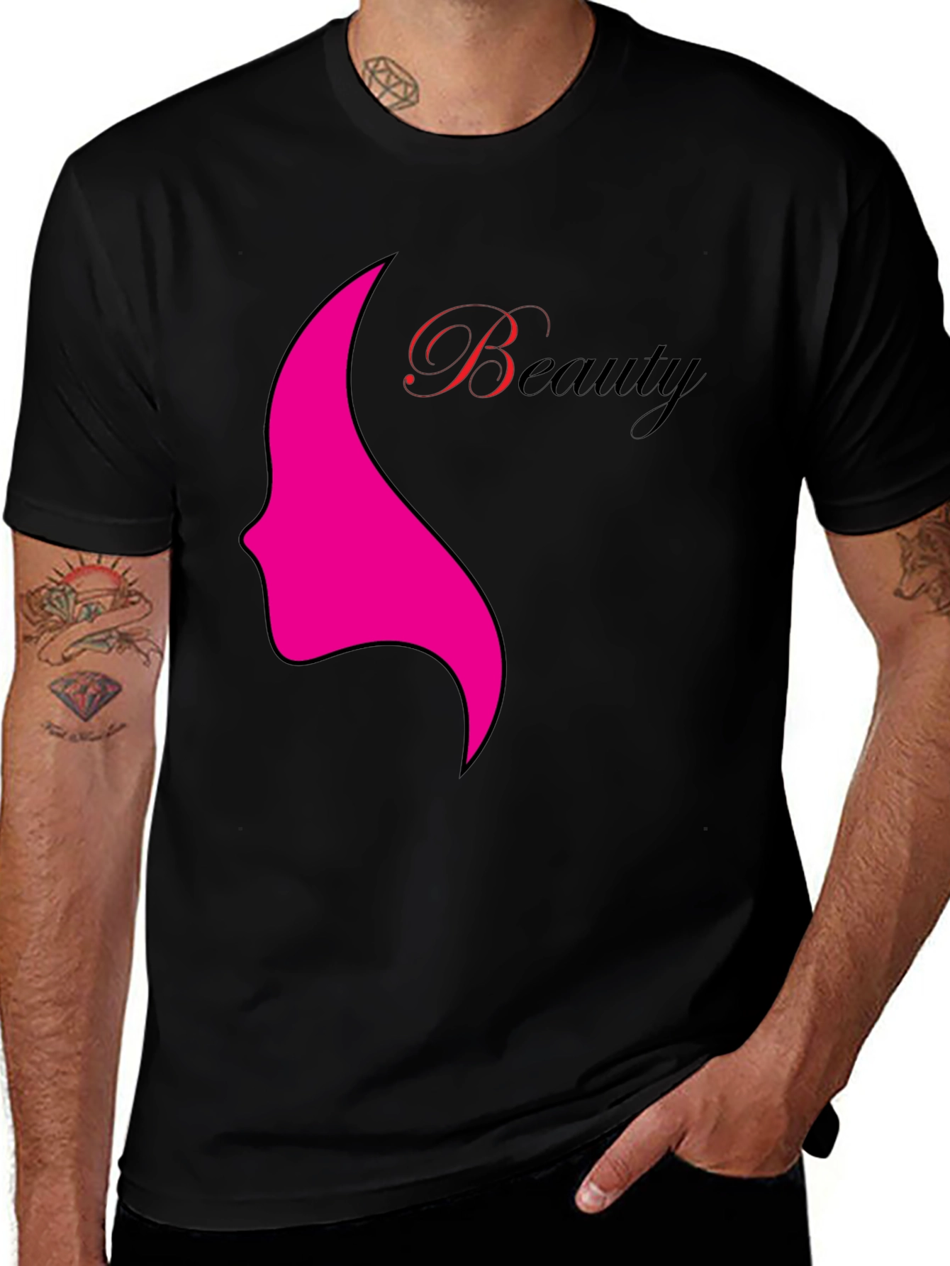 Beauty Graphic Tee - Stylish Black T-Shirt