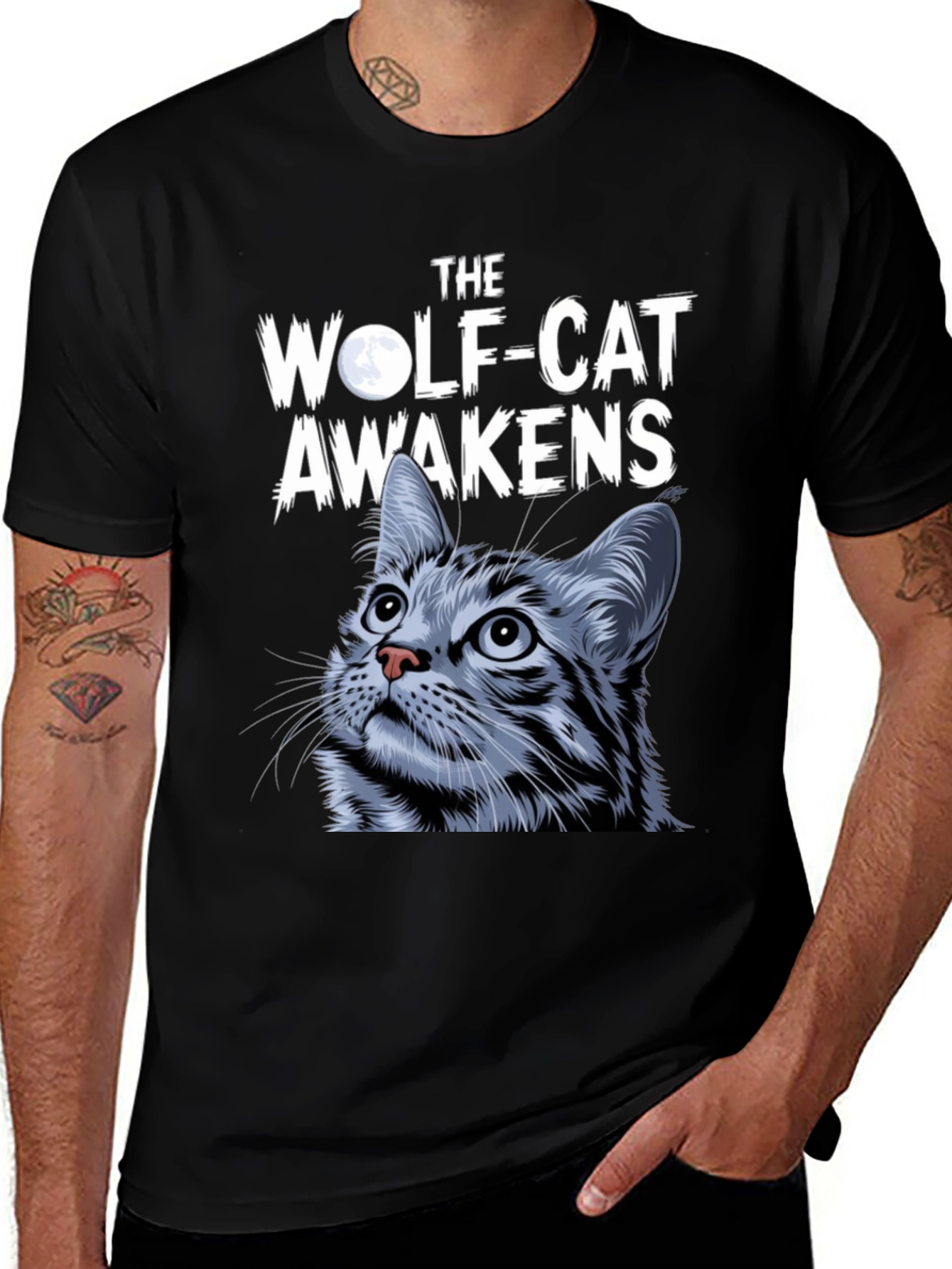 Variant 28 of Wolf-Cat Awakens Graphic Tee