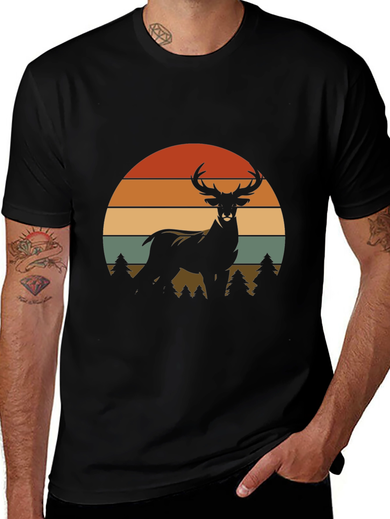 Variant 8 of Vintage Deer Sunset Graphic T-Shirt