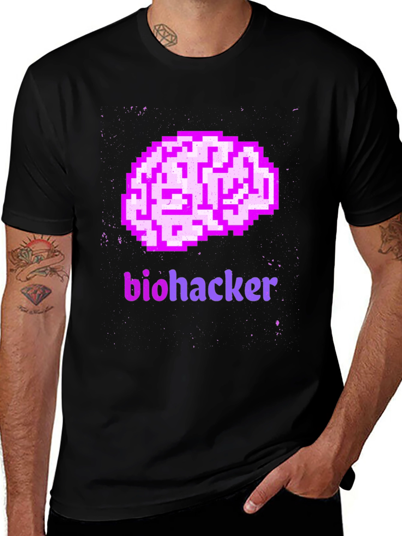 Biohacker T-Shirt - Pixel Brain Design