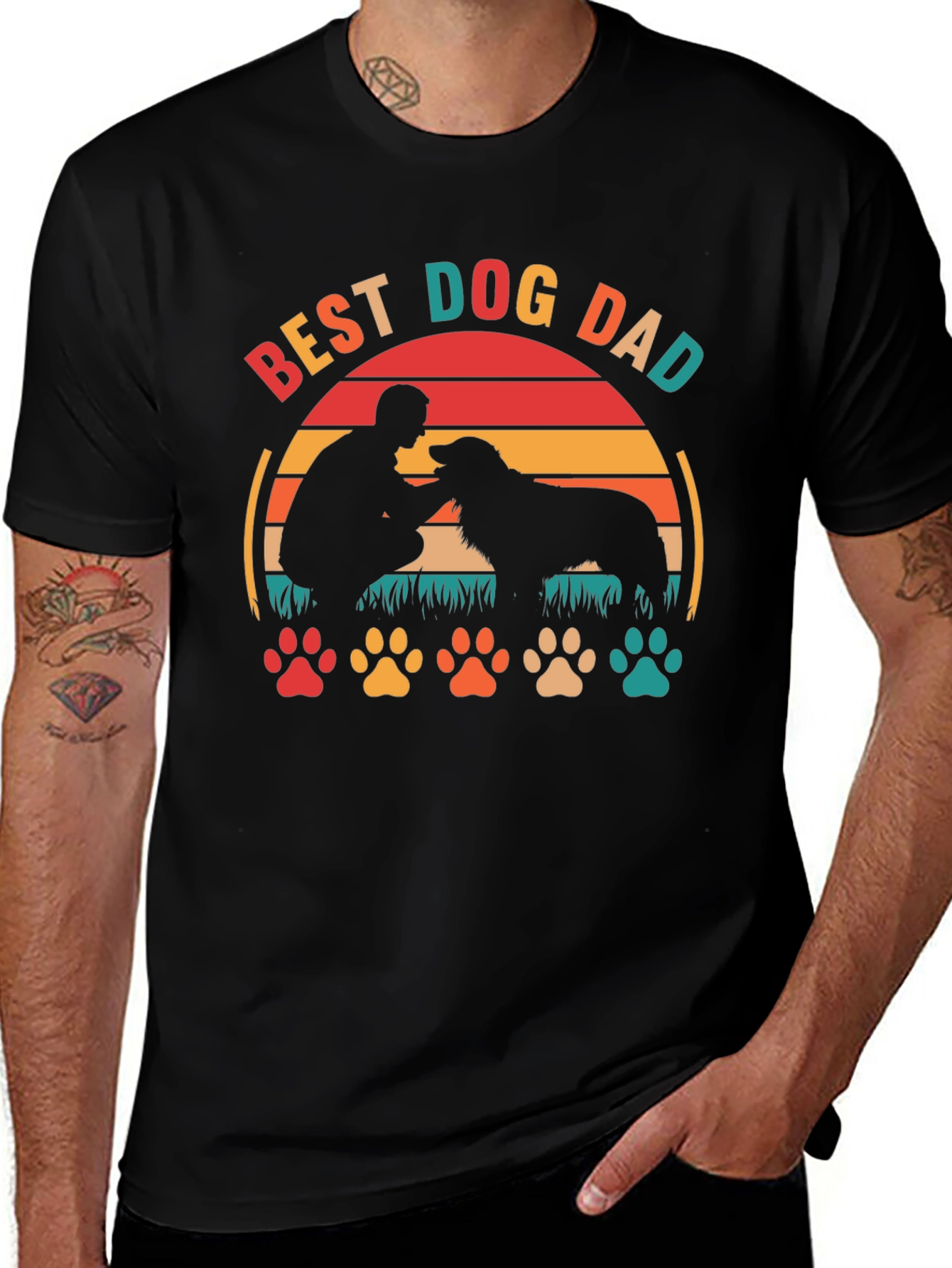 Best Dog Dad T-Shirt: Silhouette Design, Casual Wear