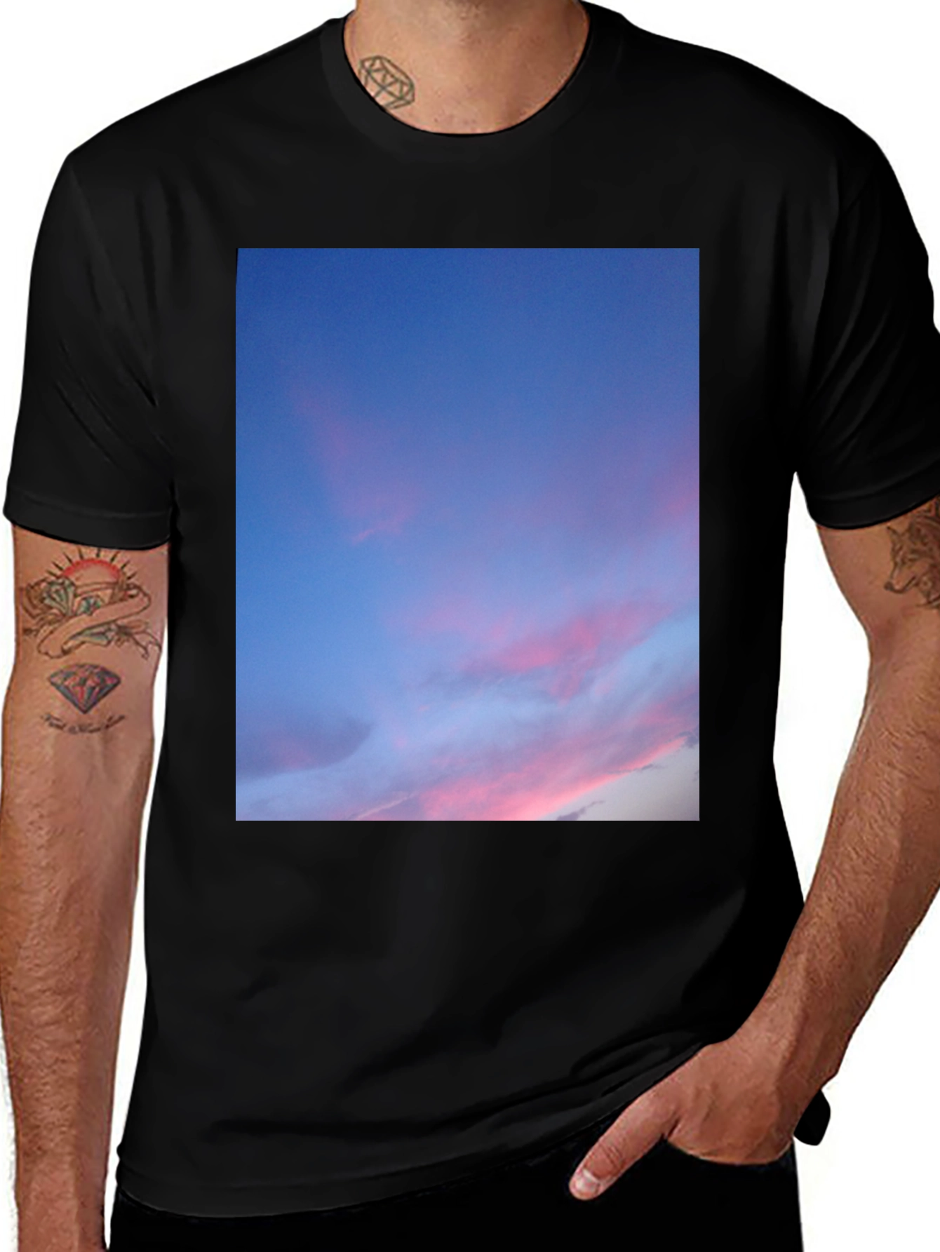 Black Sunset Sky T-Shirt - Soft Black Cotton Tee main image