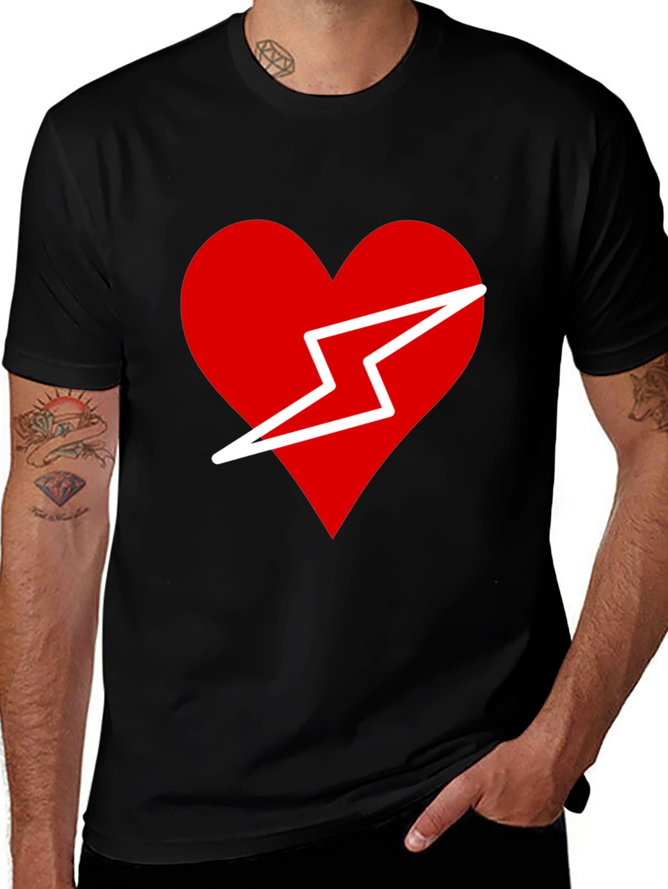 Variant 29 of Heart & Lightning Bolt Graphic Tee