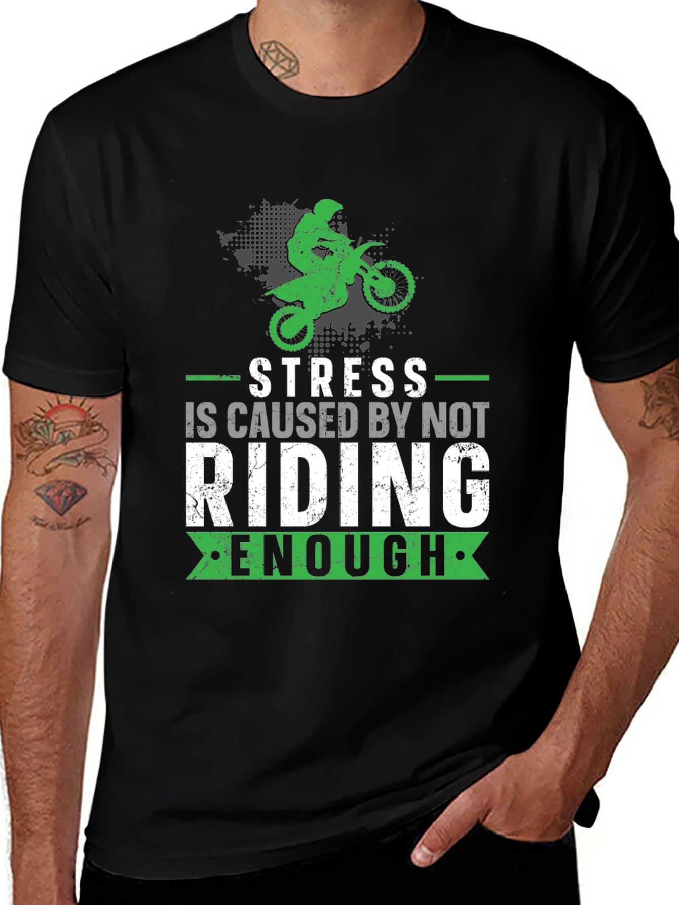 Variant 15 of Stress Riding T-Shirt - Motocross Design