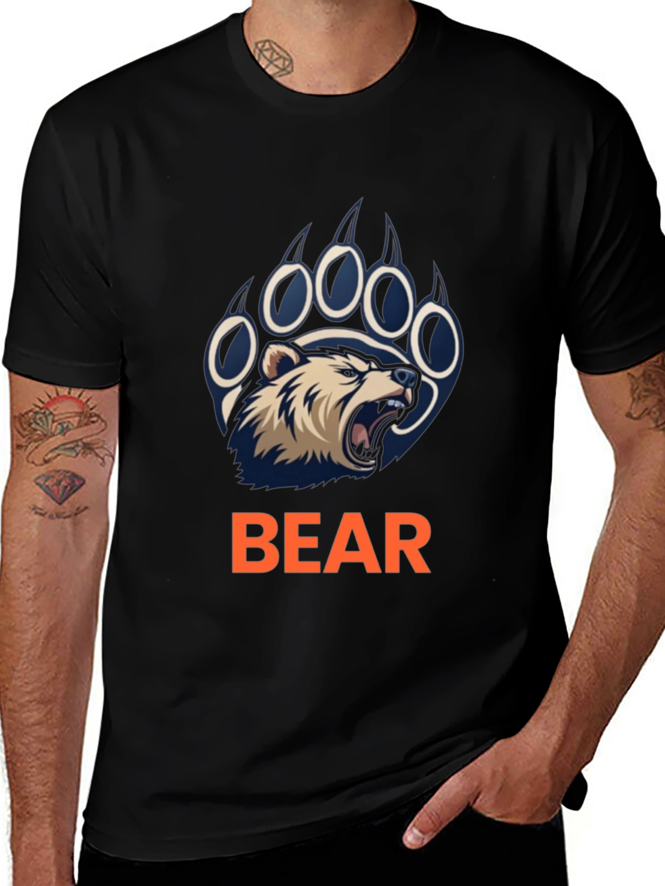 Variant 23 of Bear Claw Graphic T-Shirt - Black Cotton Tee
