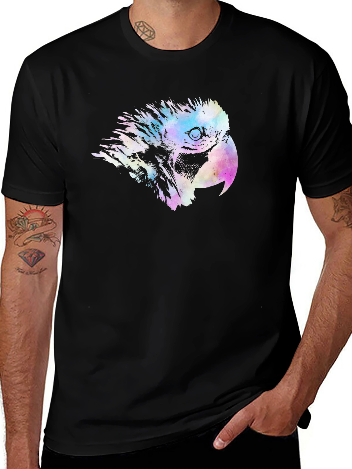 Variant 12 of Parrot Graphic T-Shirt - Black Crew Neck