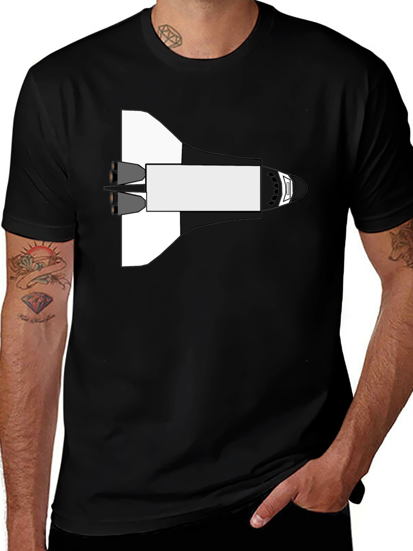 Variant 14 of Space Shuttle Graphic Tee - Black Cotton Blend
