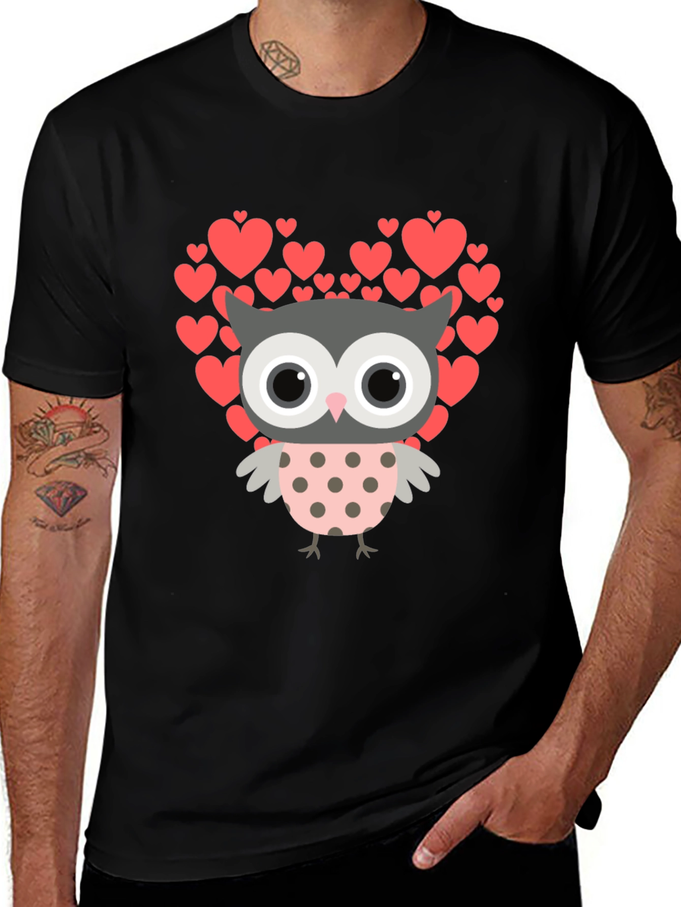 Variant 24 of Owl Love Graphic T-Shirt - Heart Design