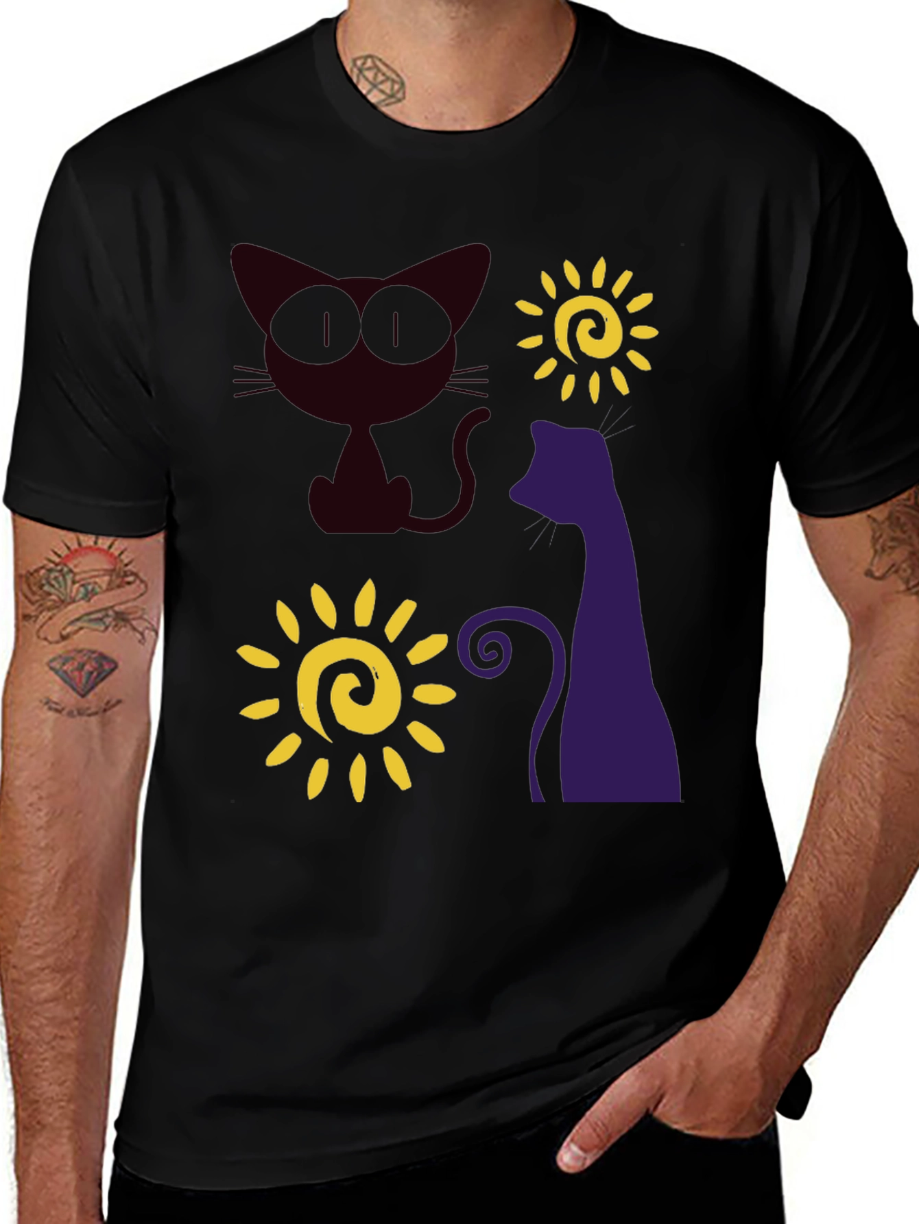 Variant 24 of Whimsical Cat Sun Graphic Tee