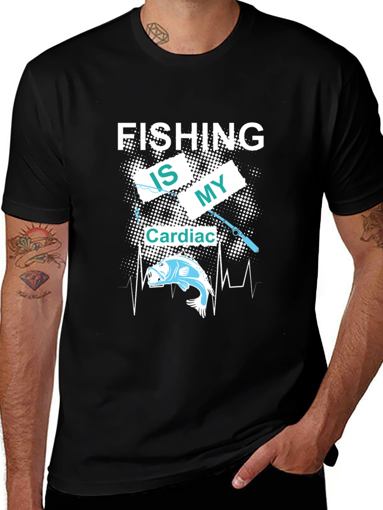 Variant 11 of Fishing Is My Cardiac T-Shirt