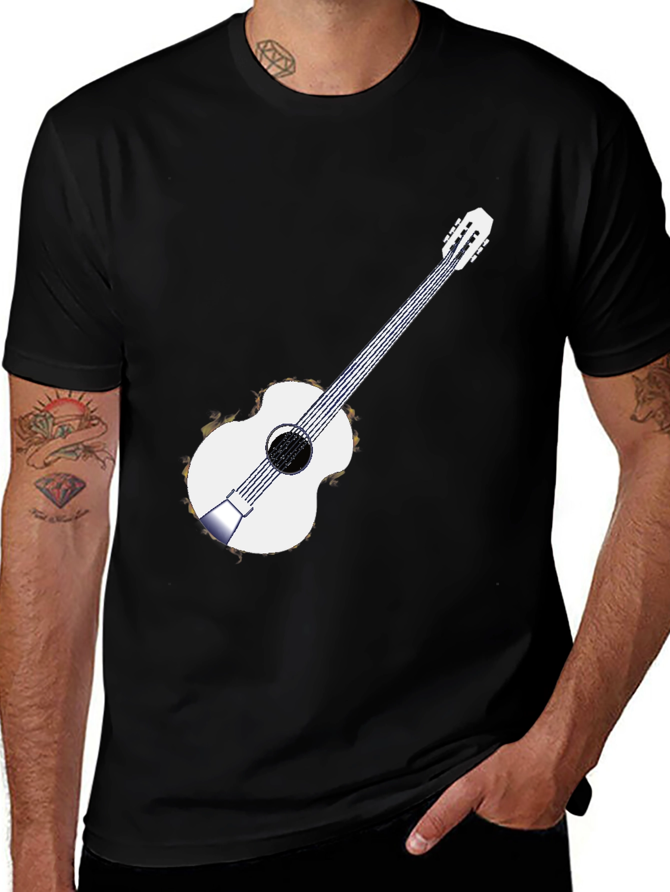 Variant 14 of Guitar Graphic Black T-Shirt