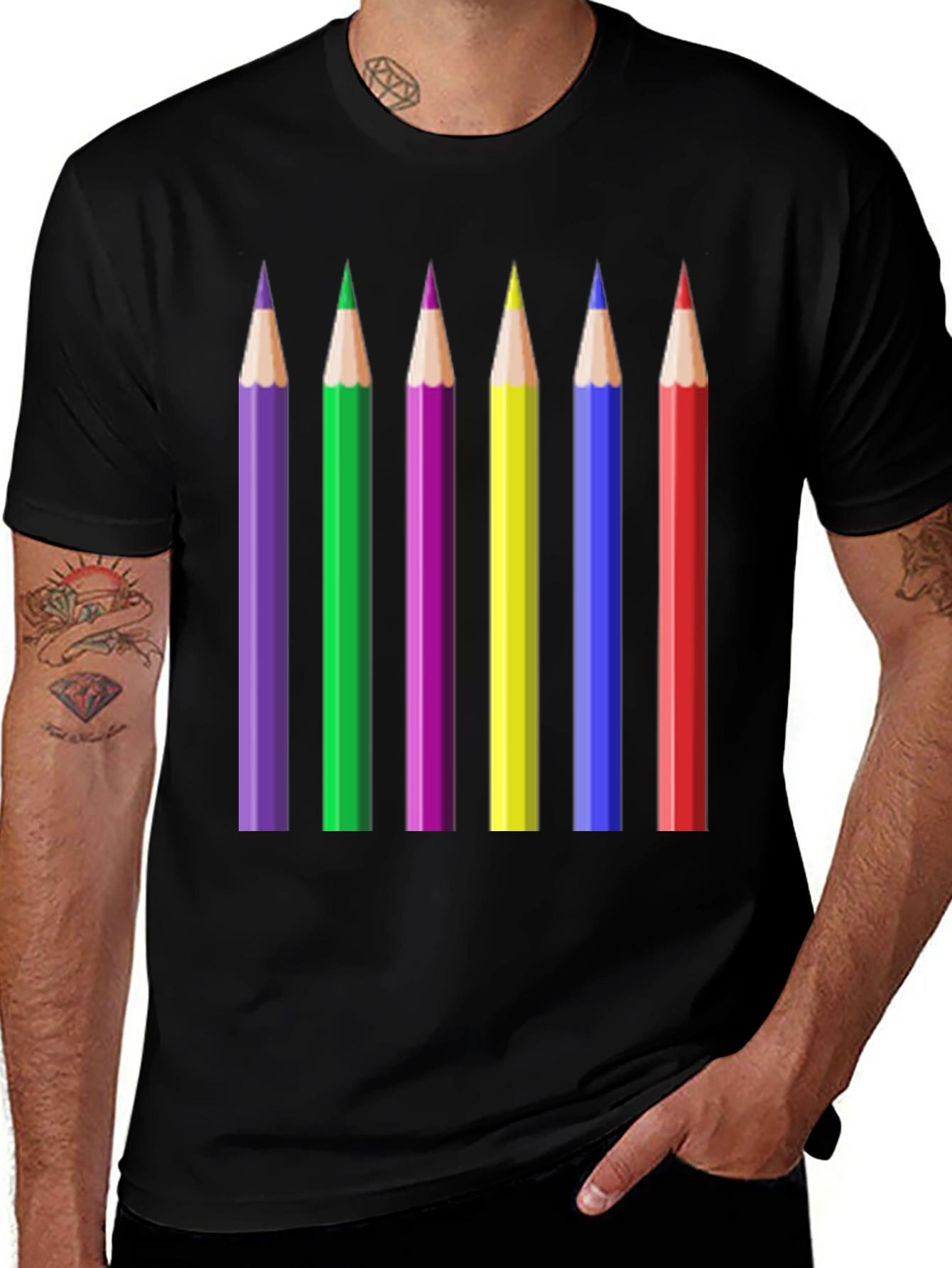 Colorful Pencils Graphic Tee - Artist's Palette