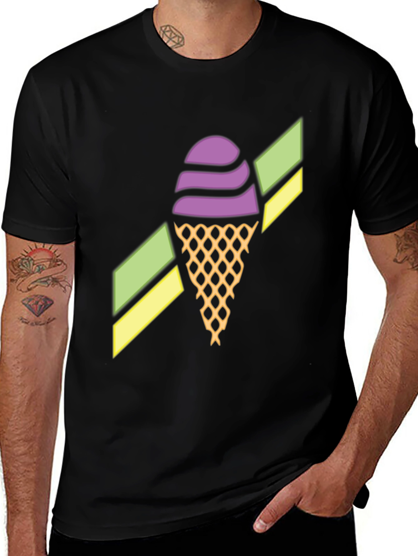 Variant 11 of Ice Cream Graphic Tee - Stylish Black T-Shirt