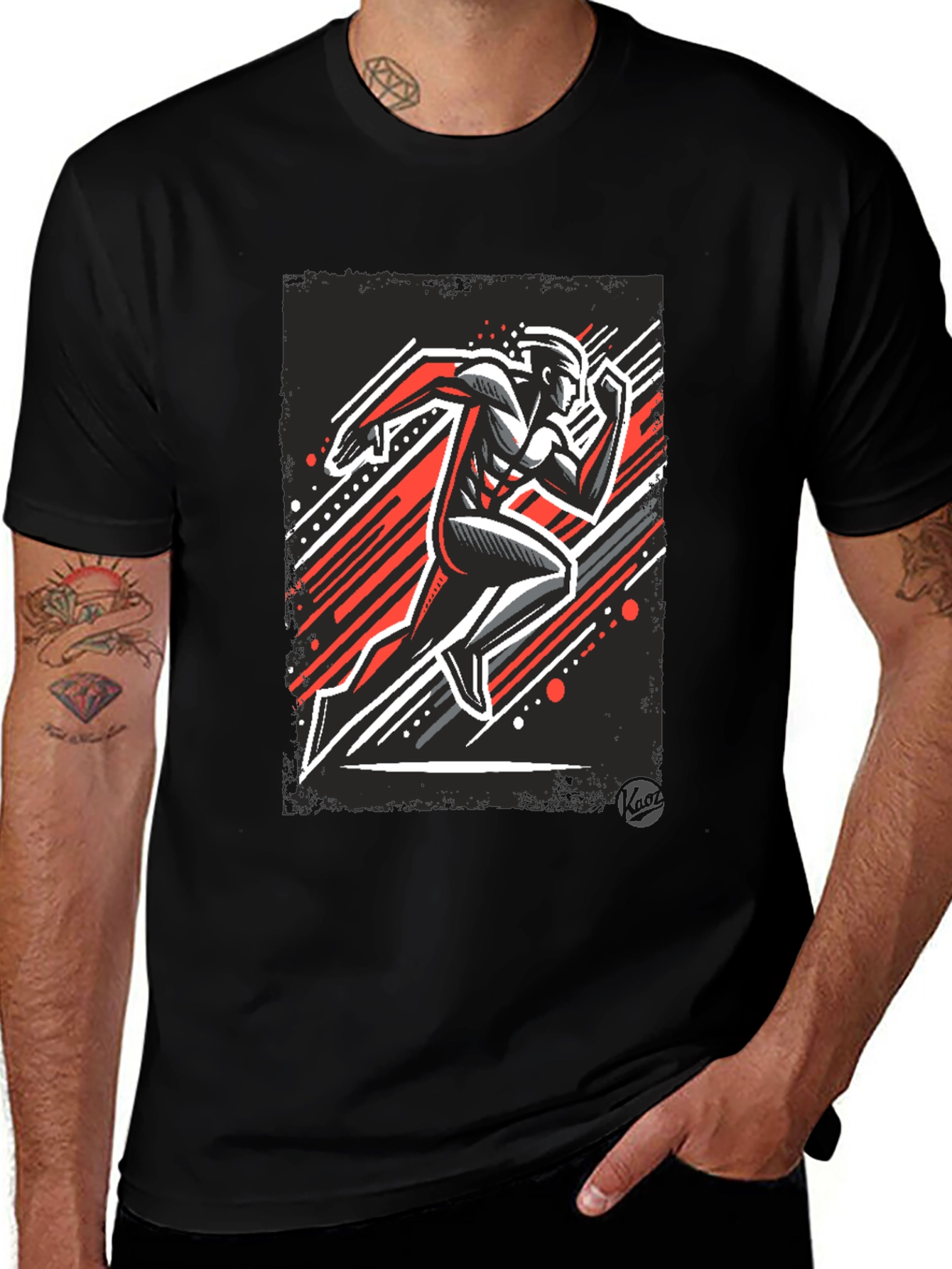Variant 26 of Men's Running Graphic Tee - Black
