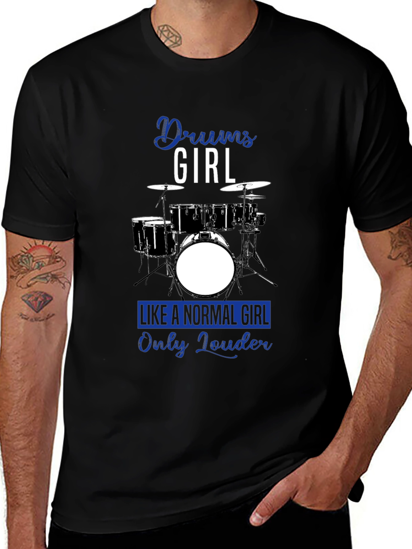 Black Drums Girl Graphic Tee - Loud and Proud Musician Shirt main image