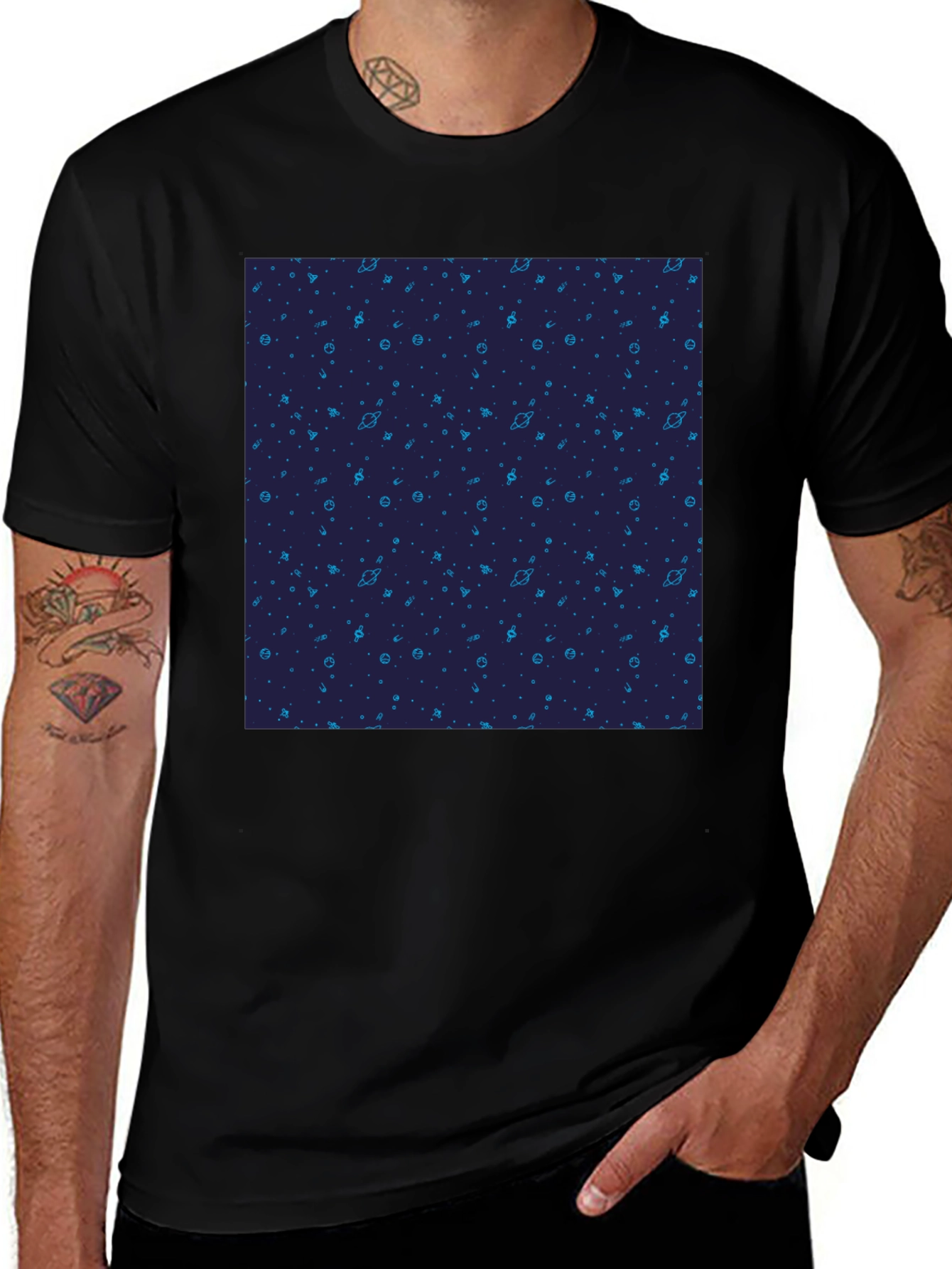 Variant 6 of Cosmic Pattern Black T-Shirt