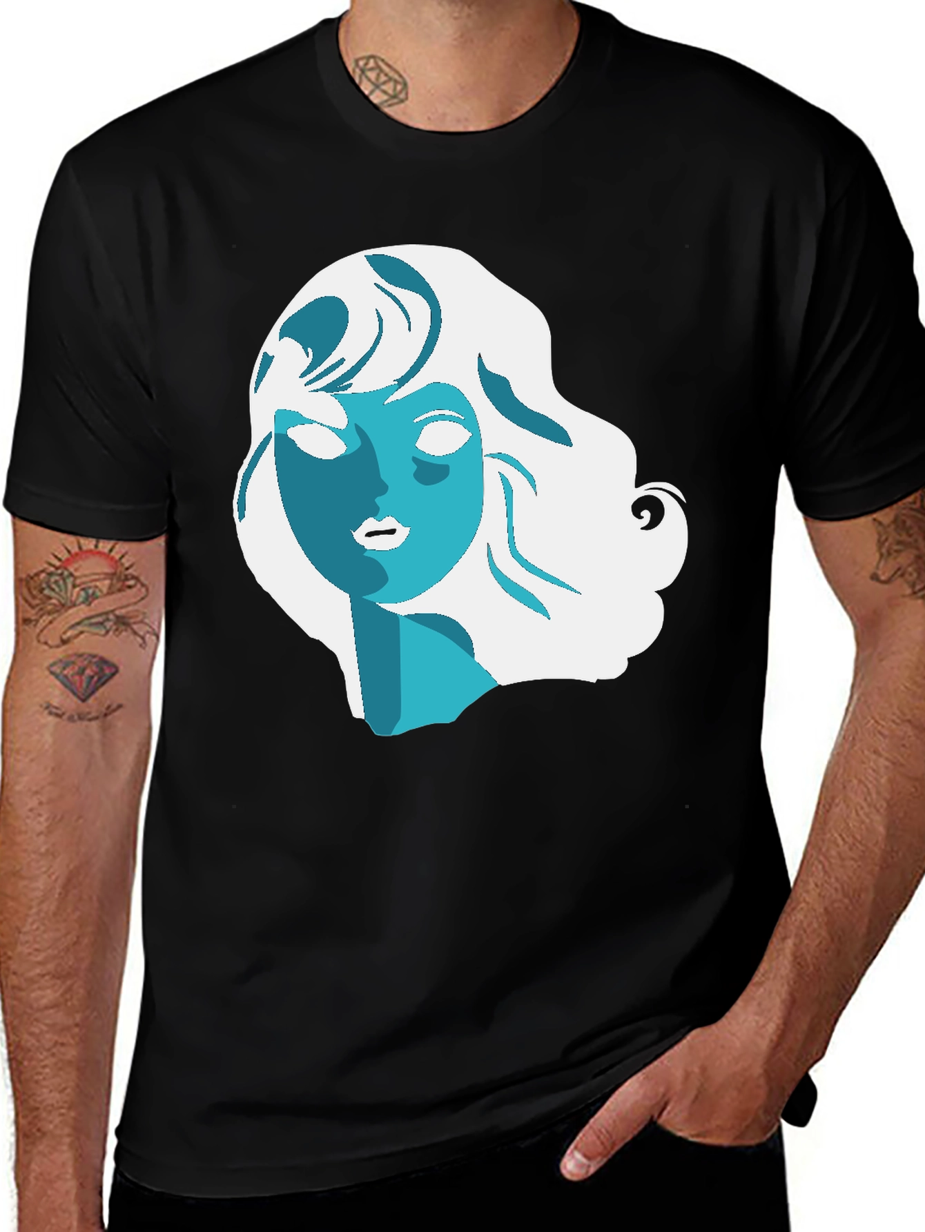 Variant 24 of Abstract Woman Graphic Black T-Shirt