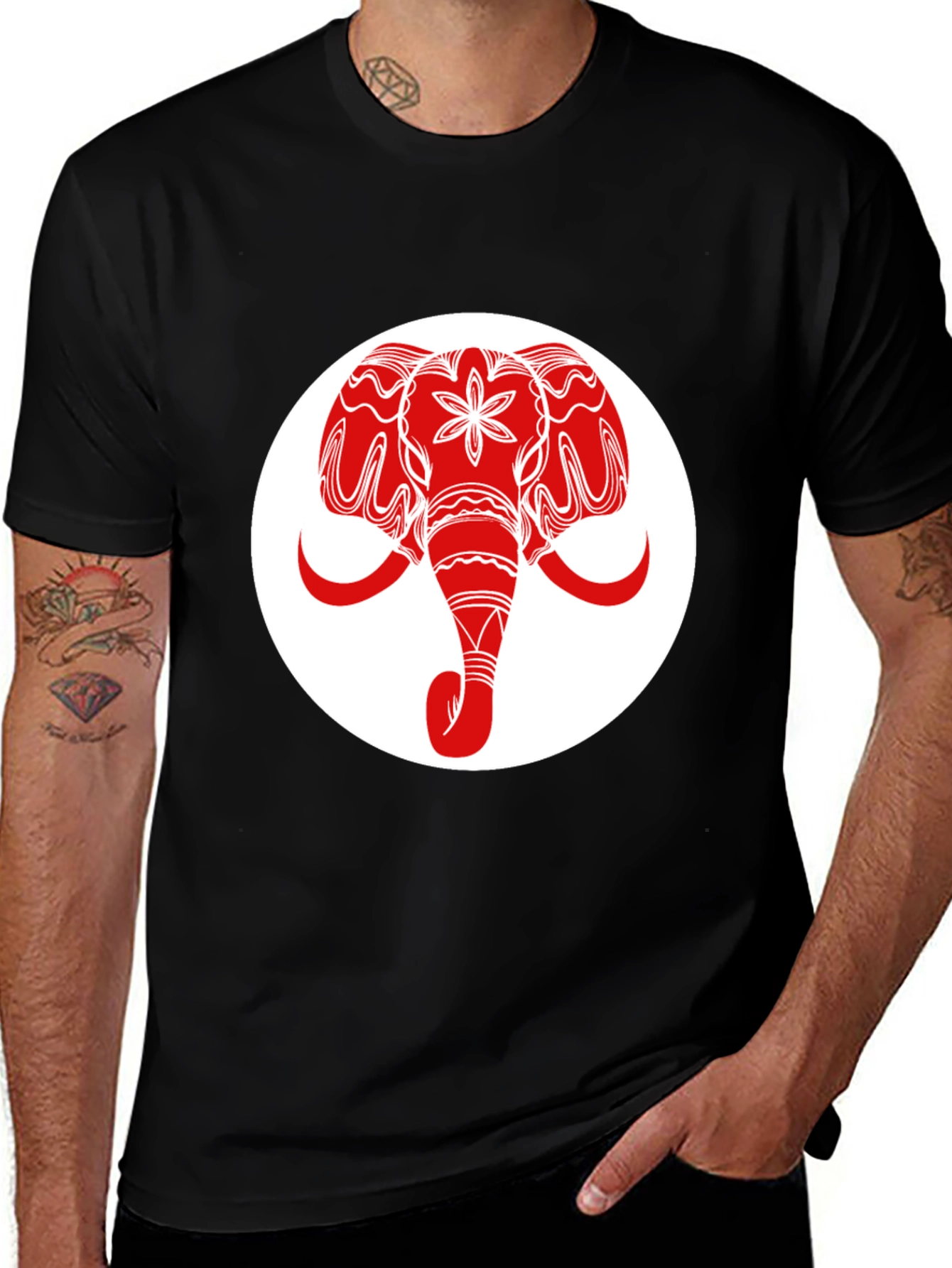 Variant 29 of Elephant Graphic Tee - Stylish Black T-Shirt