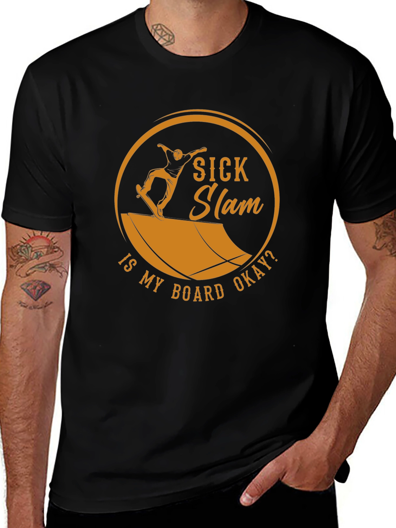 Variant 14 of Sick Slam Skateboarder Graphic Tee - Black