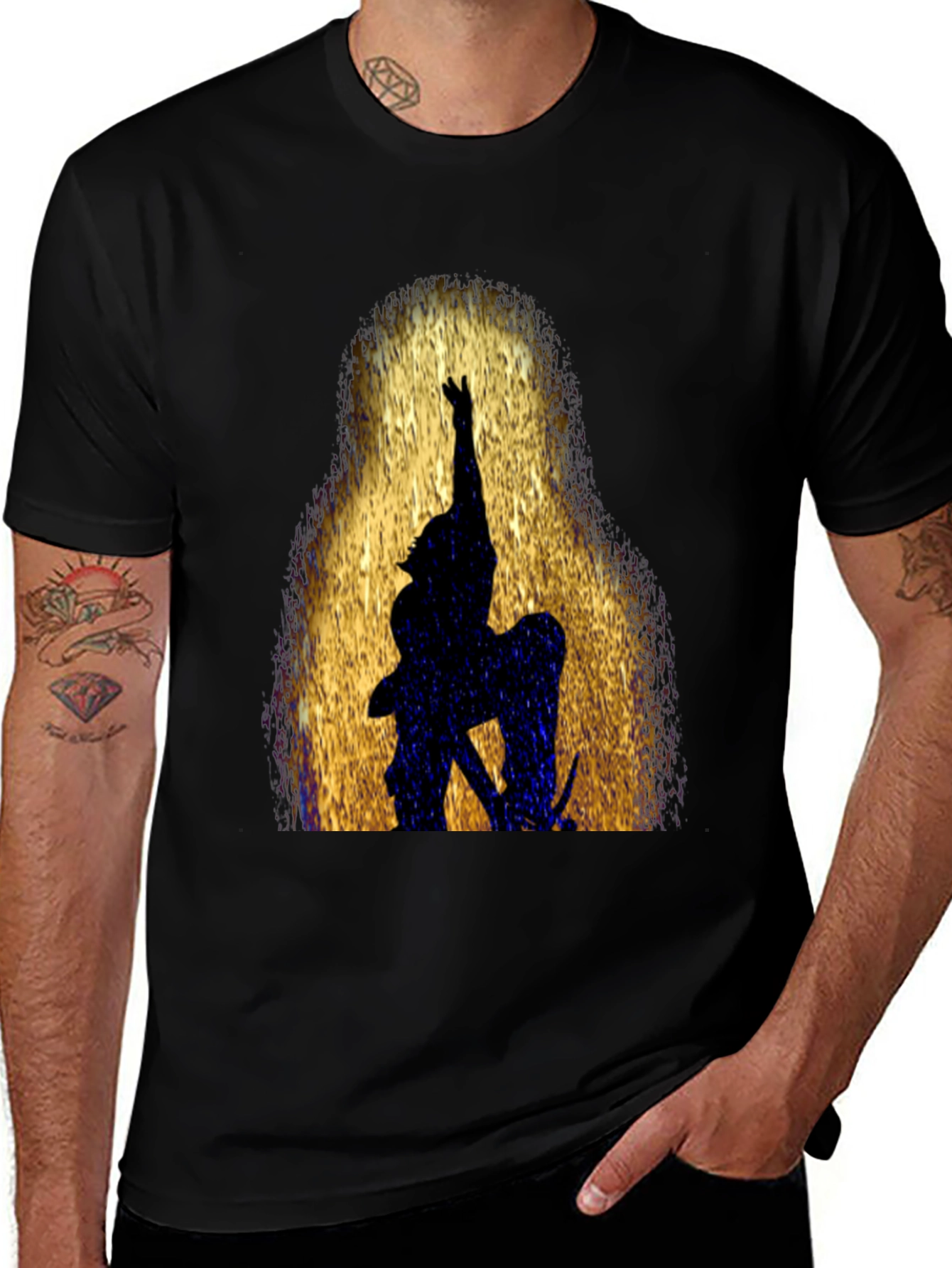 Black Silhouette Warrior Graphic Black T-Shirt main image