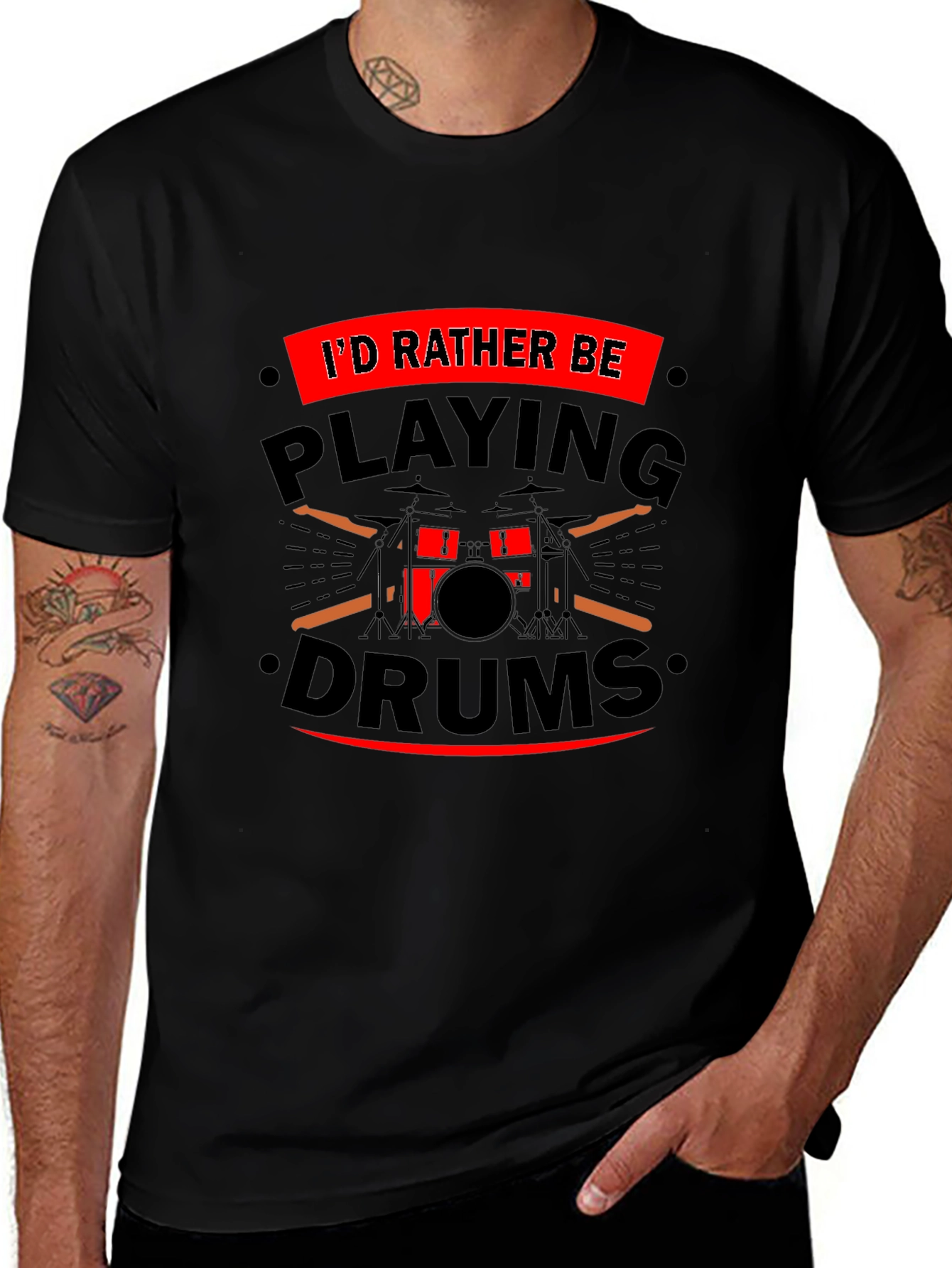 Drummer T-Shirt - I'd Rather Be Playing Drums