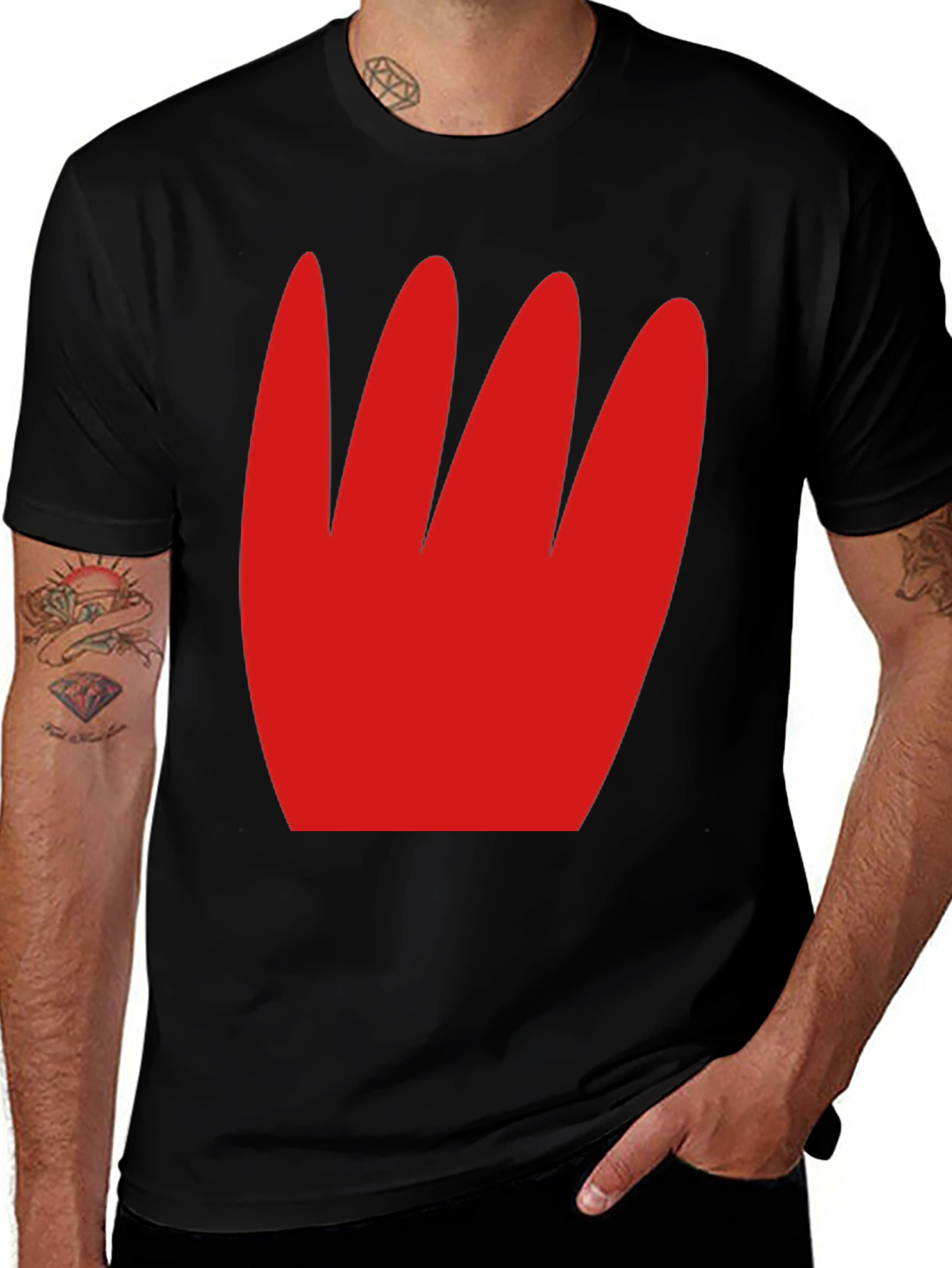 Variant 5 of Bold Graphic Tee - Red Abstract Design, Black Shirt
