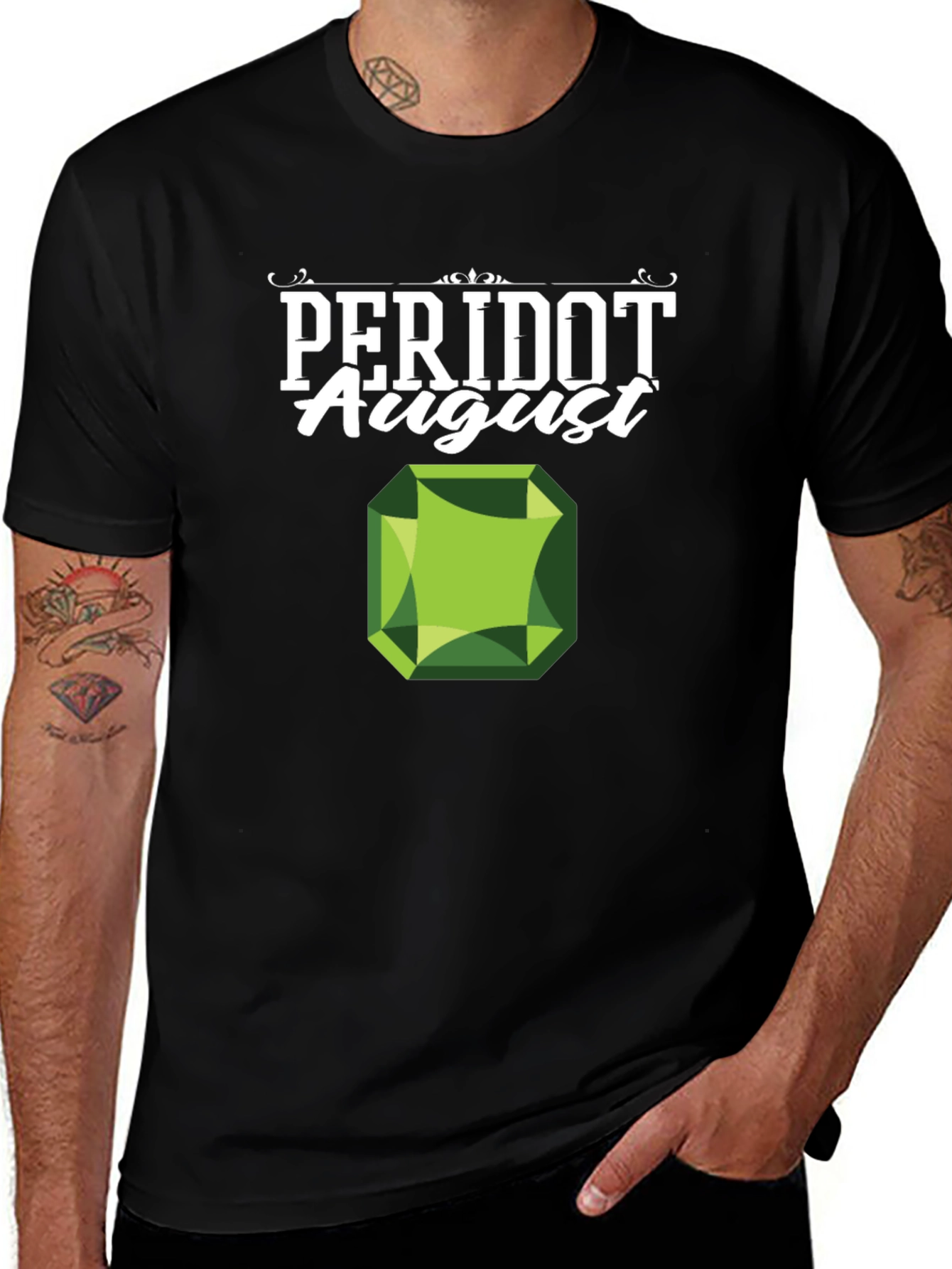 Peridot August Birthstone Black T-Shirt